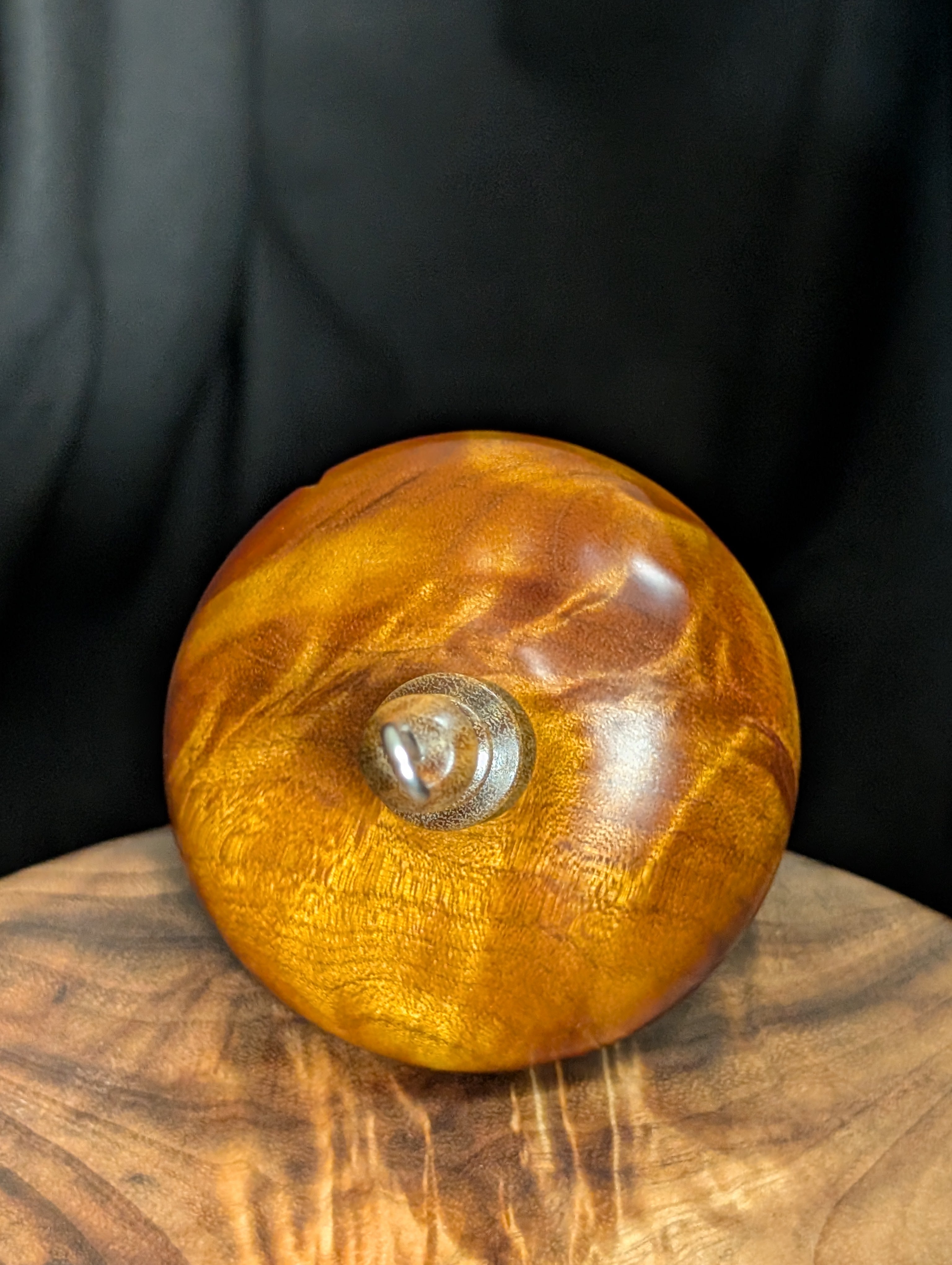 Quilted Maple Top Whorl Drop Spindle Orange