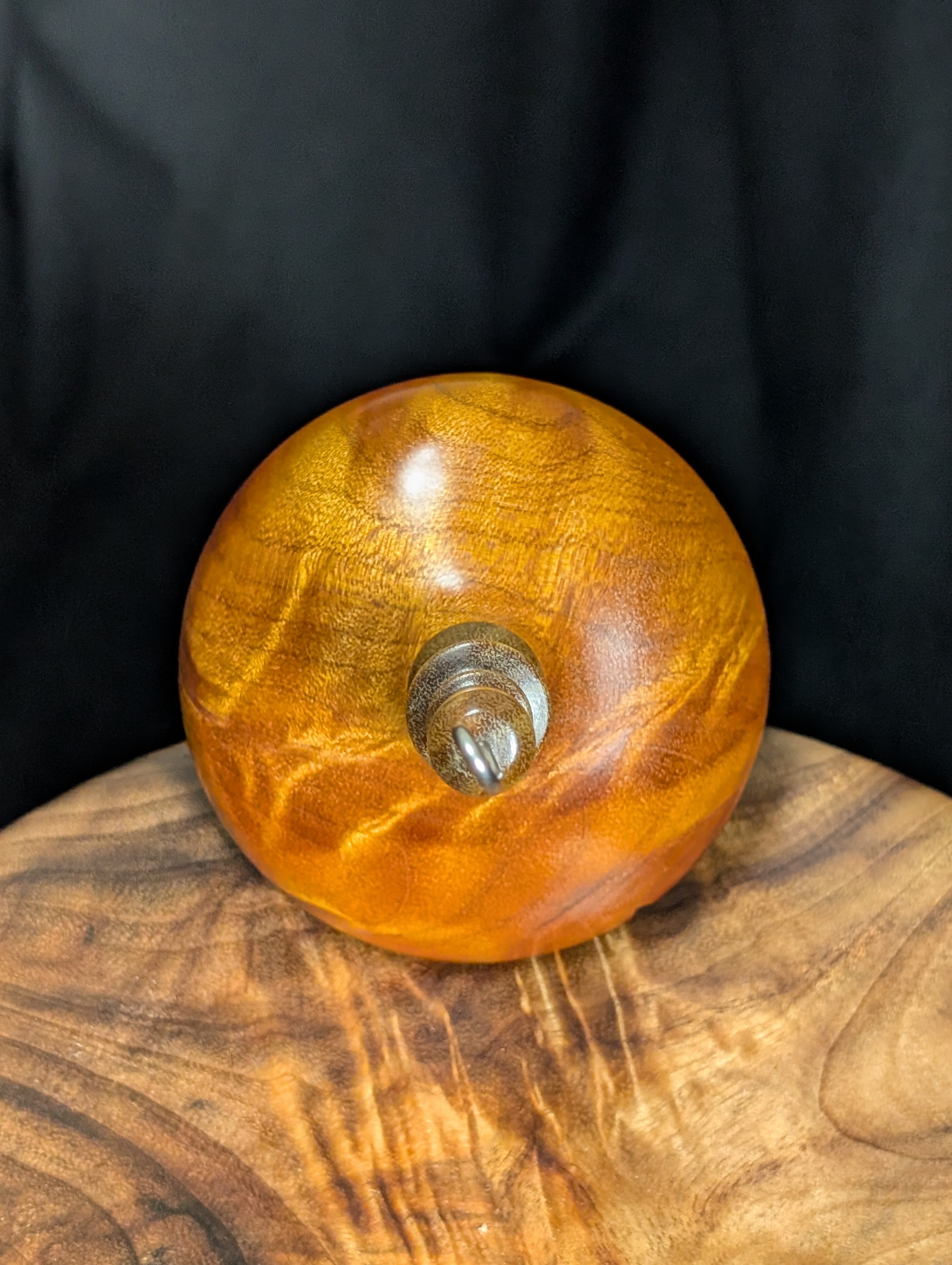 Quilted Maple Top Whorl Drop Spindle Orange