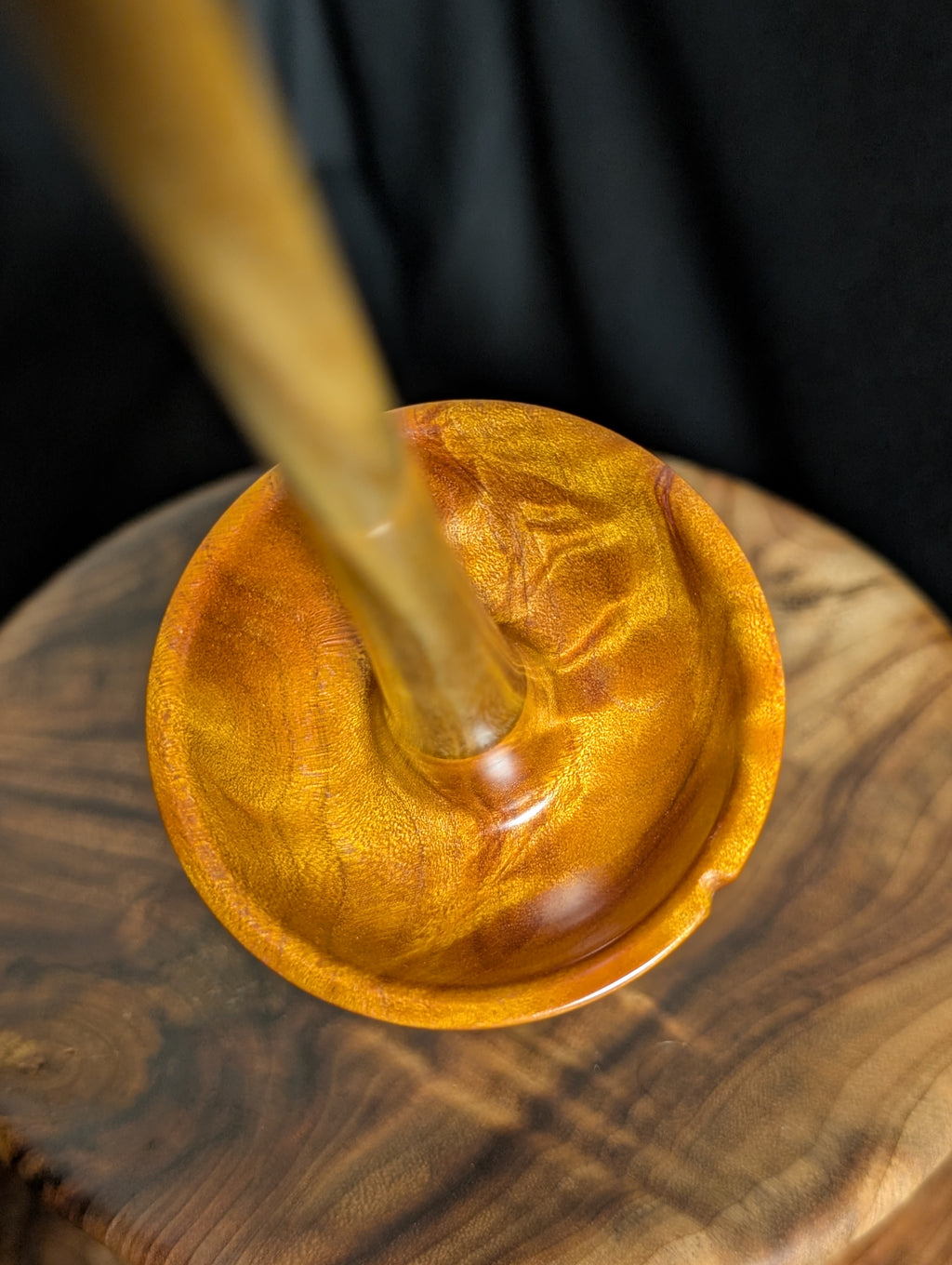 Quilted Maple Top Whorl Drop Spindle Orange