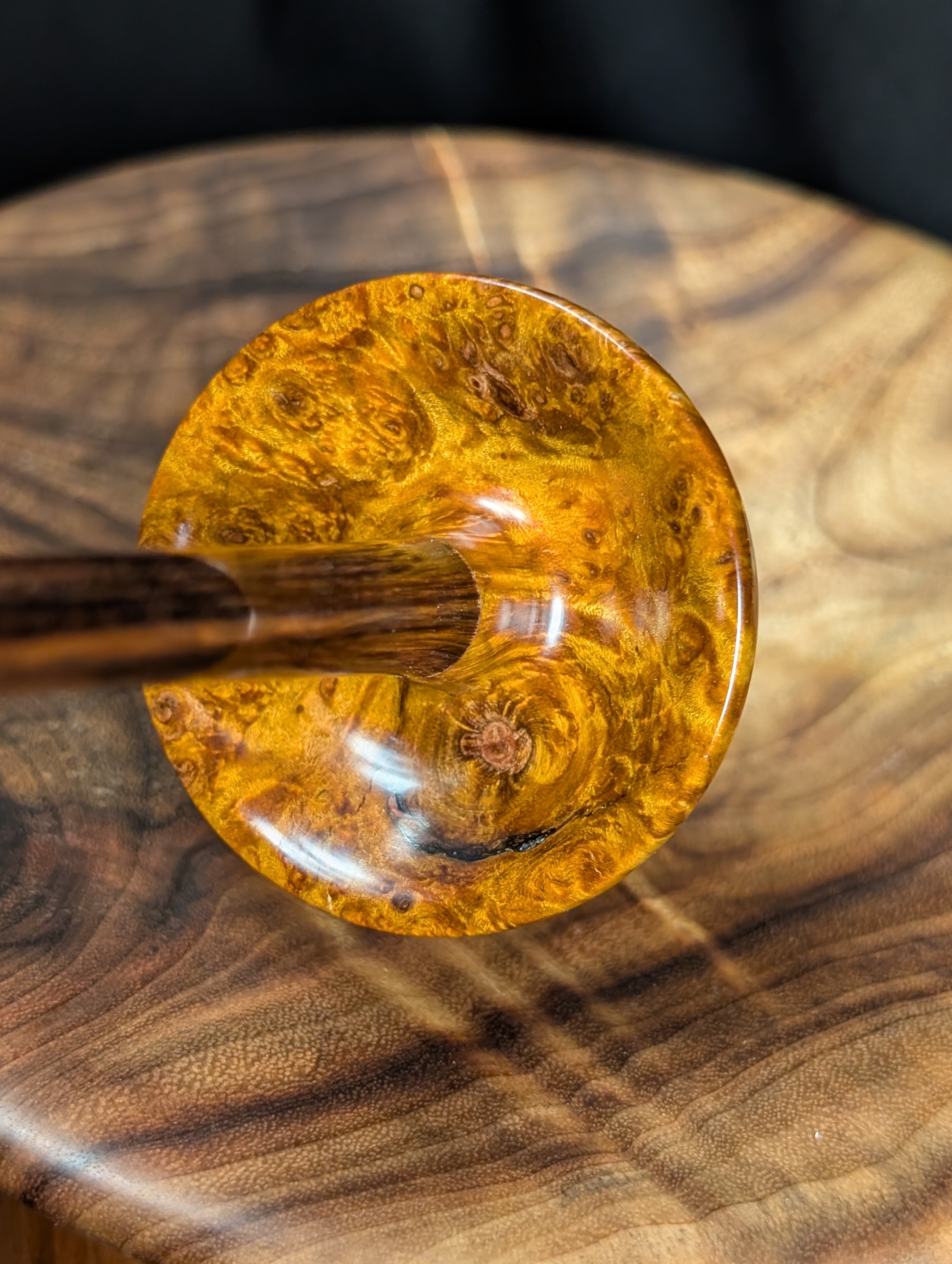 Quilted Maple Burl (Orange) Tibetan Support Spindle