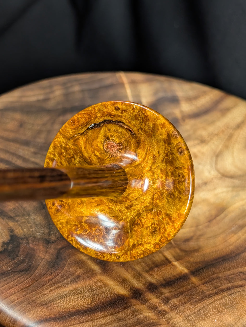 Quilted Maple Burl (Orange) Tibetan Support Spindle