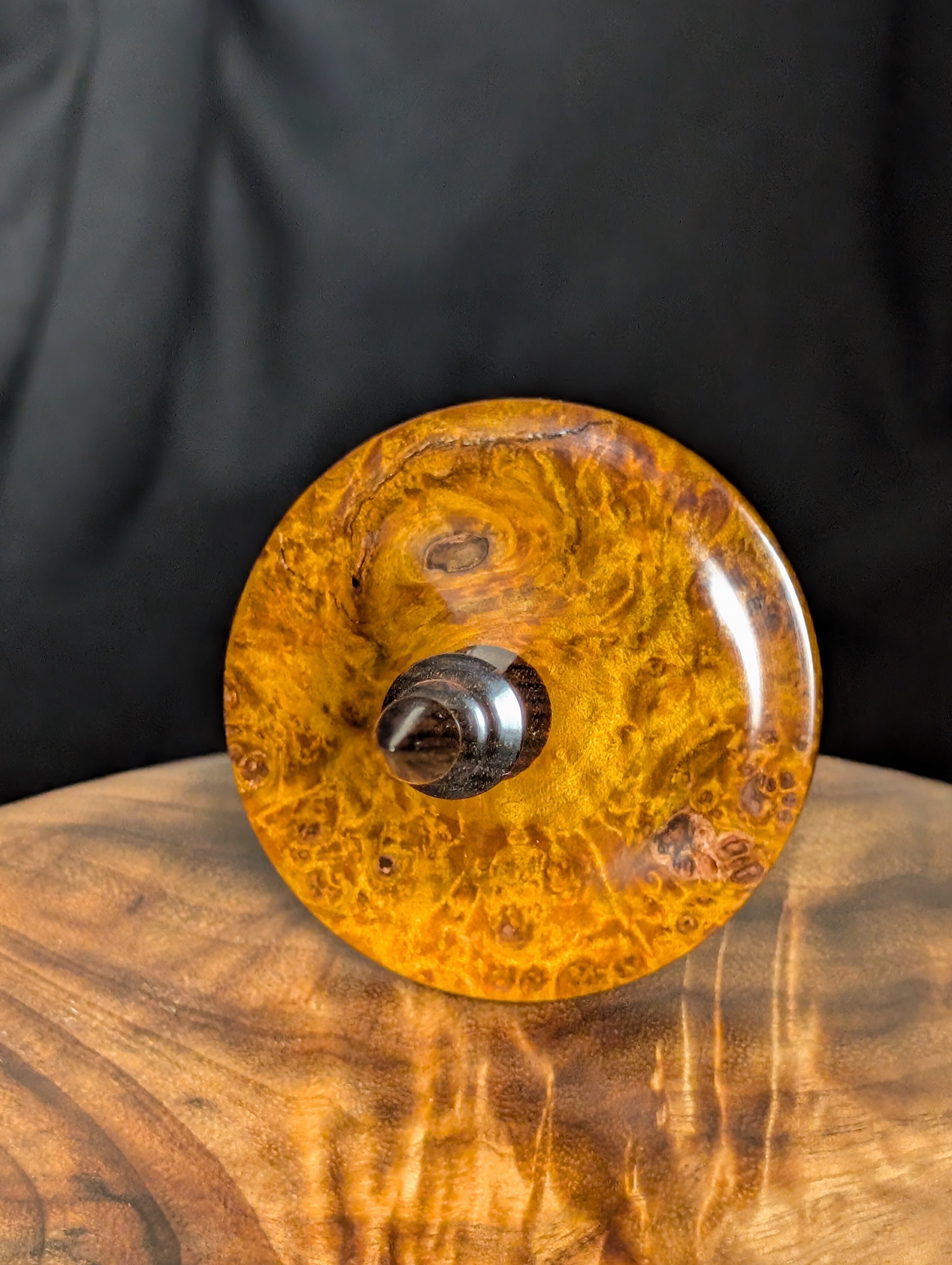 Quilted Maple Burl (Orange) Tibetan Support Spindle