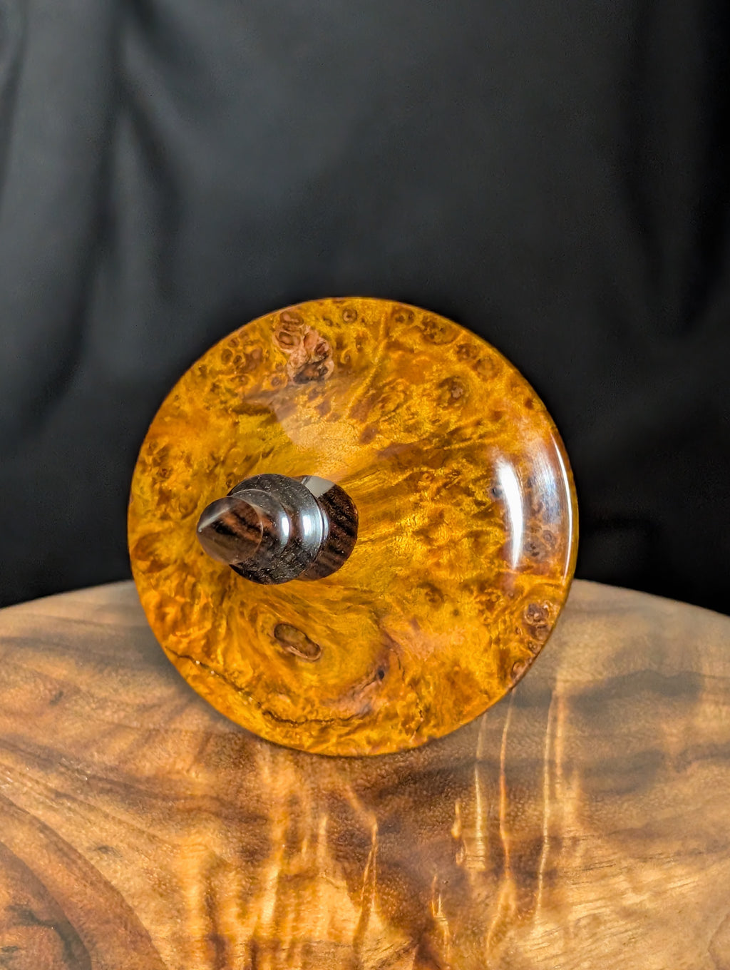Quilted Maple Burl (Orange) Tibetan Support Spindle
