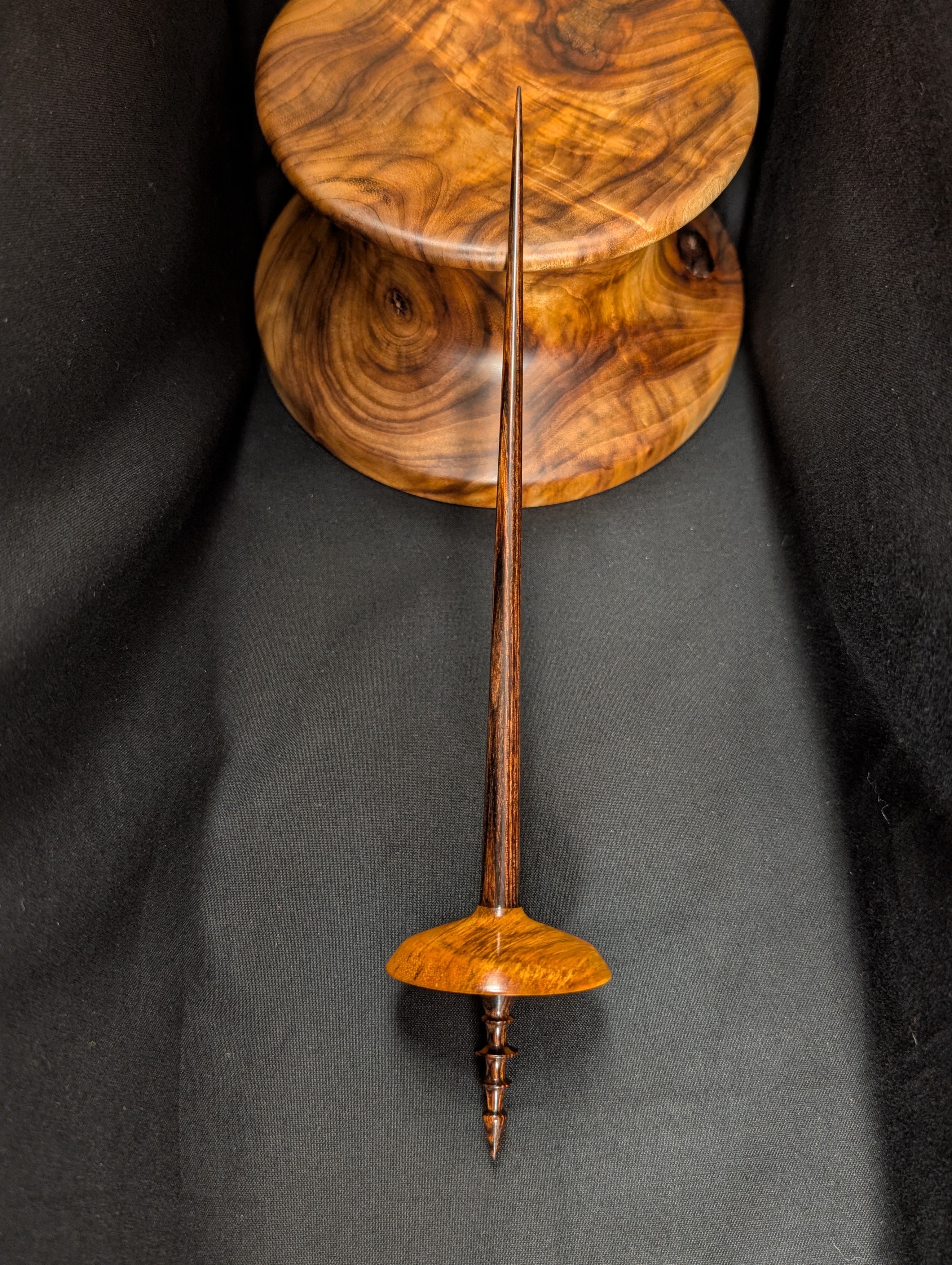 10" Spalted Tamarind Tibetan Support Spindle