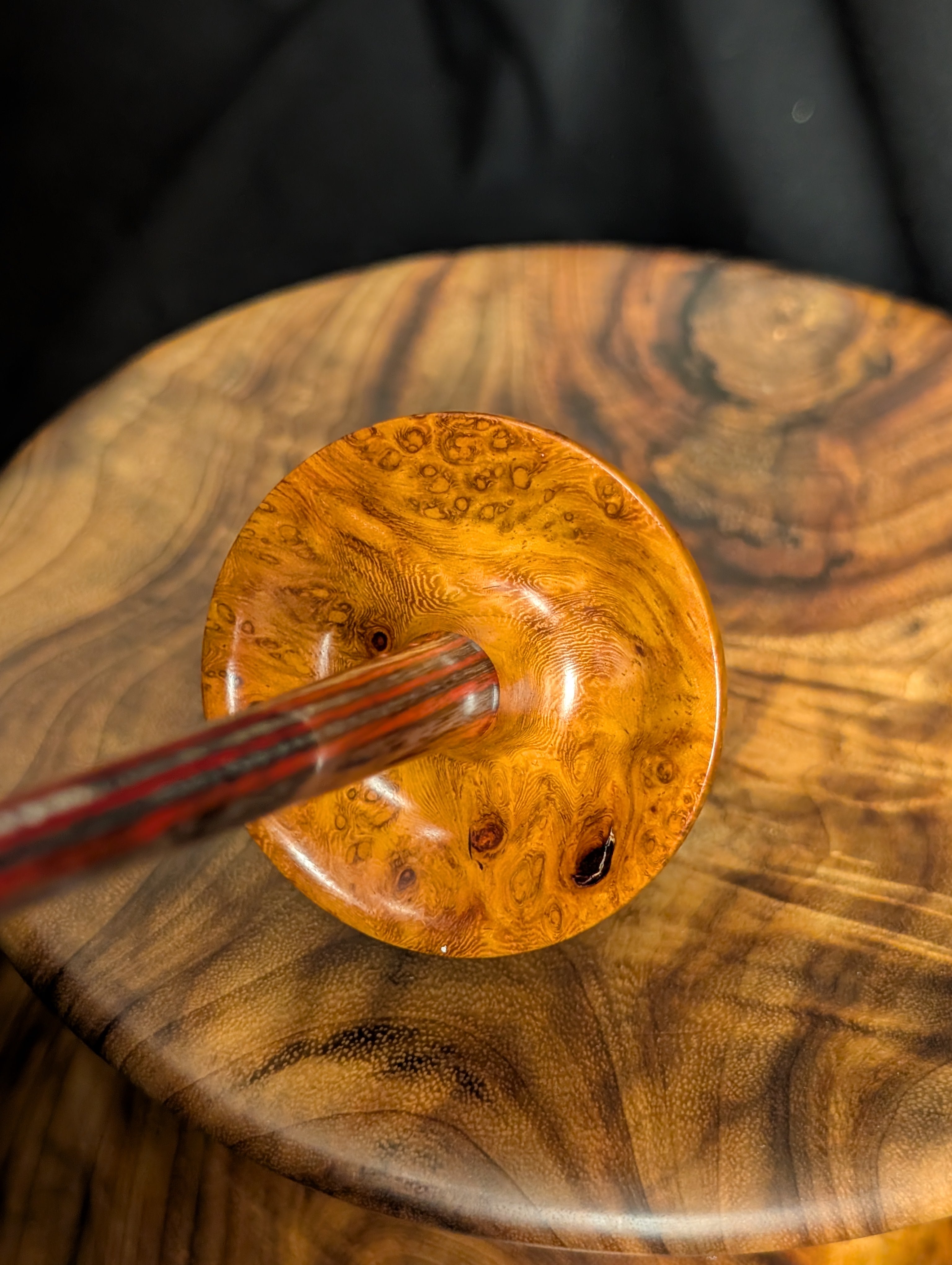 9" Amboyna Burl Tibetan Support Spindle