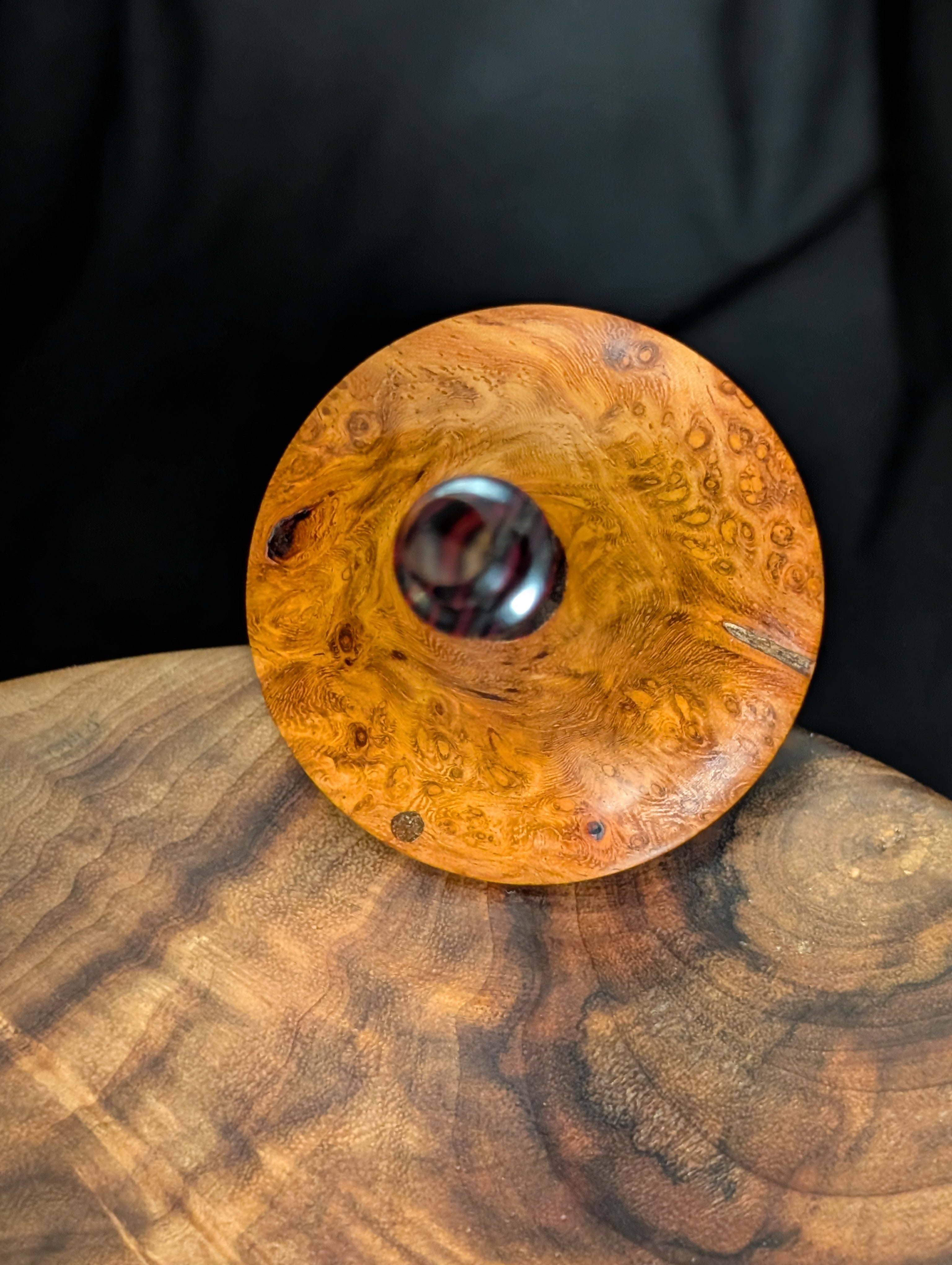 9" Amboyna Burl Tibetan Support Spindle