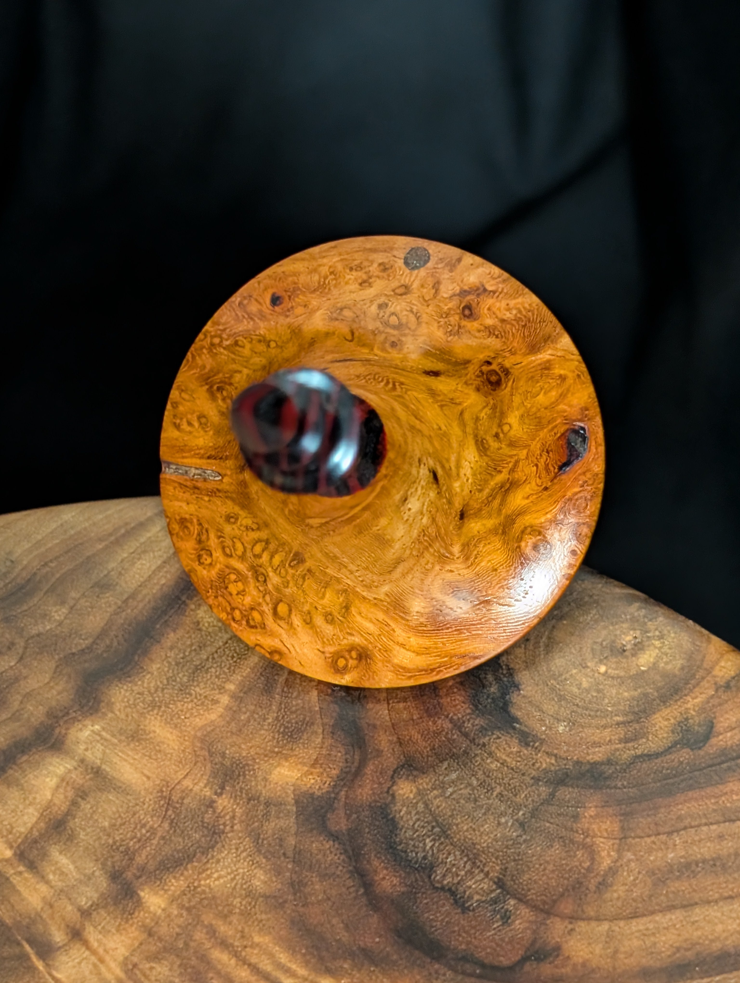 9" Amboyna Burl Tibetan Support Spindle