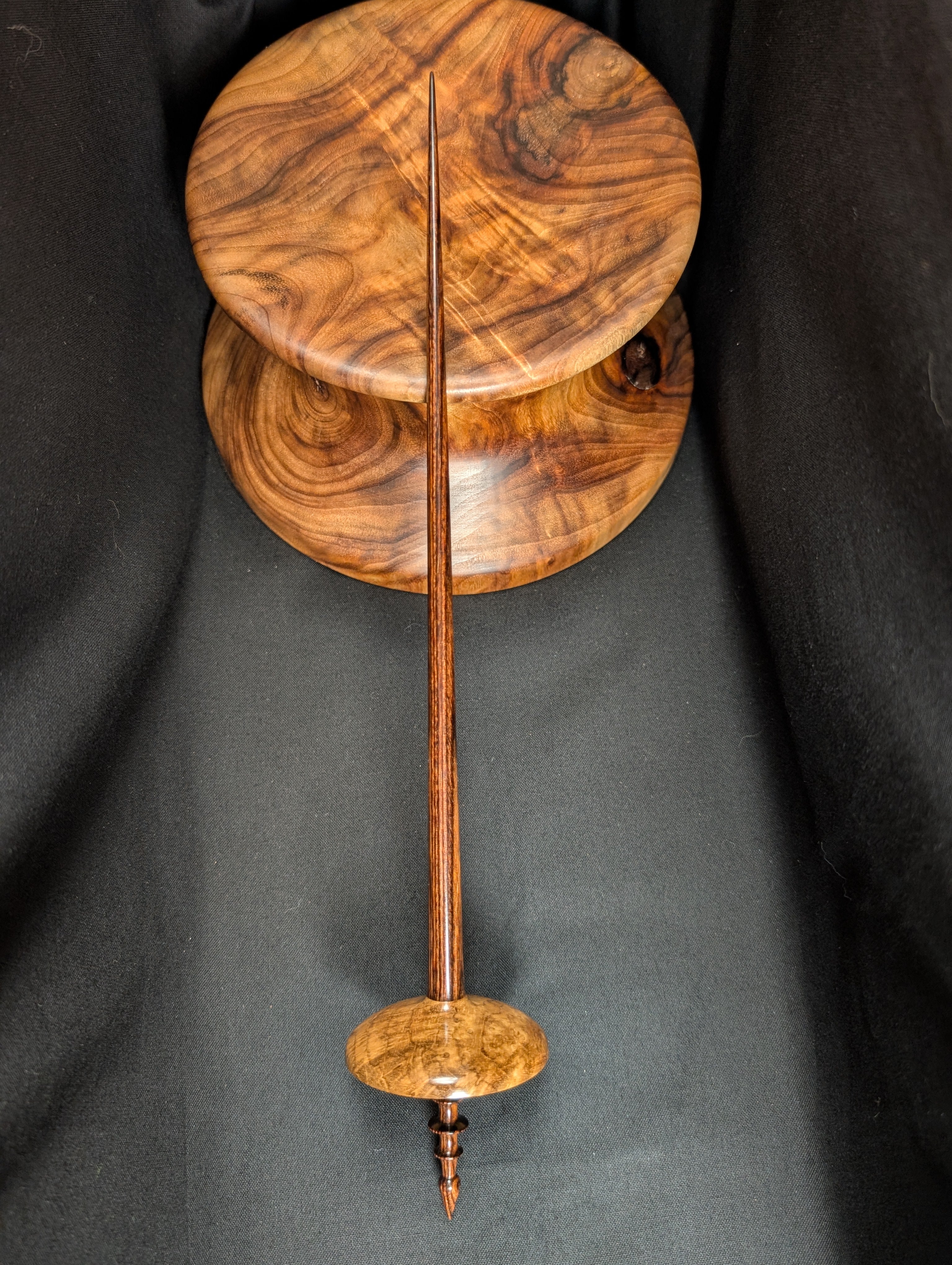 Teak Burl Tibetan Support Spindle