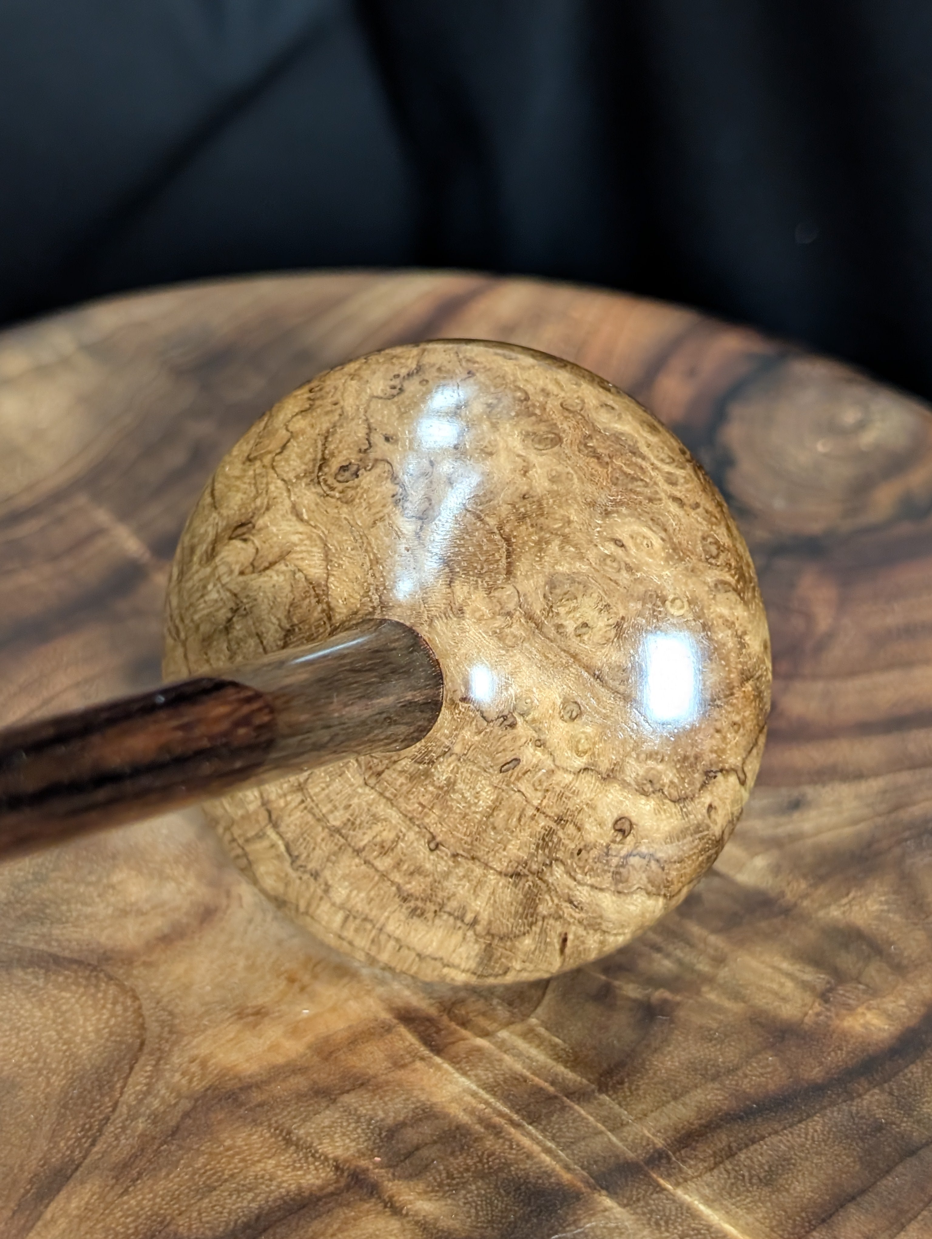 Teak Burl Tibetan Support Spindle