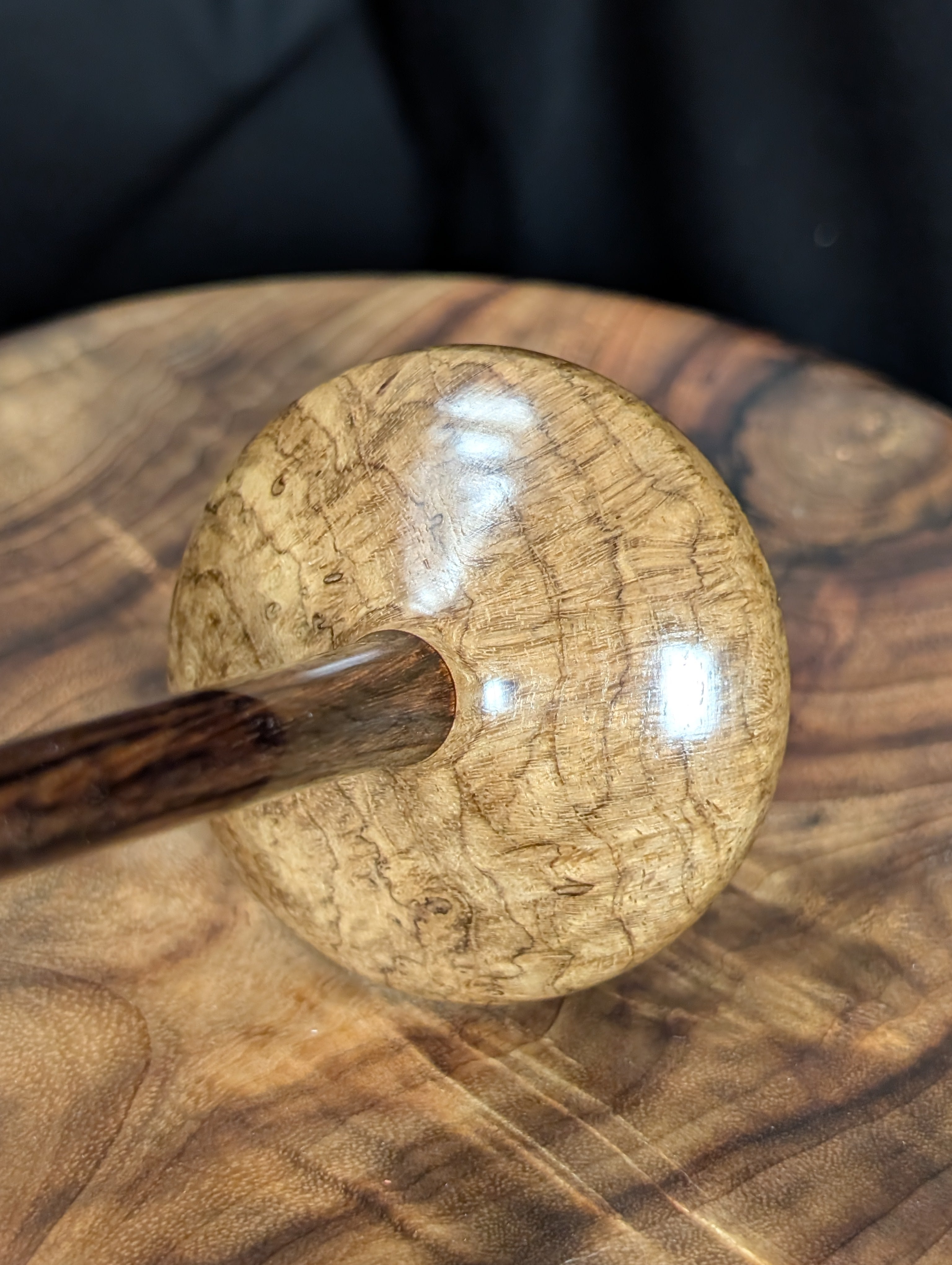 Teak Burl Tibetan Support Spindle