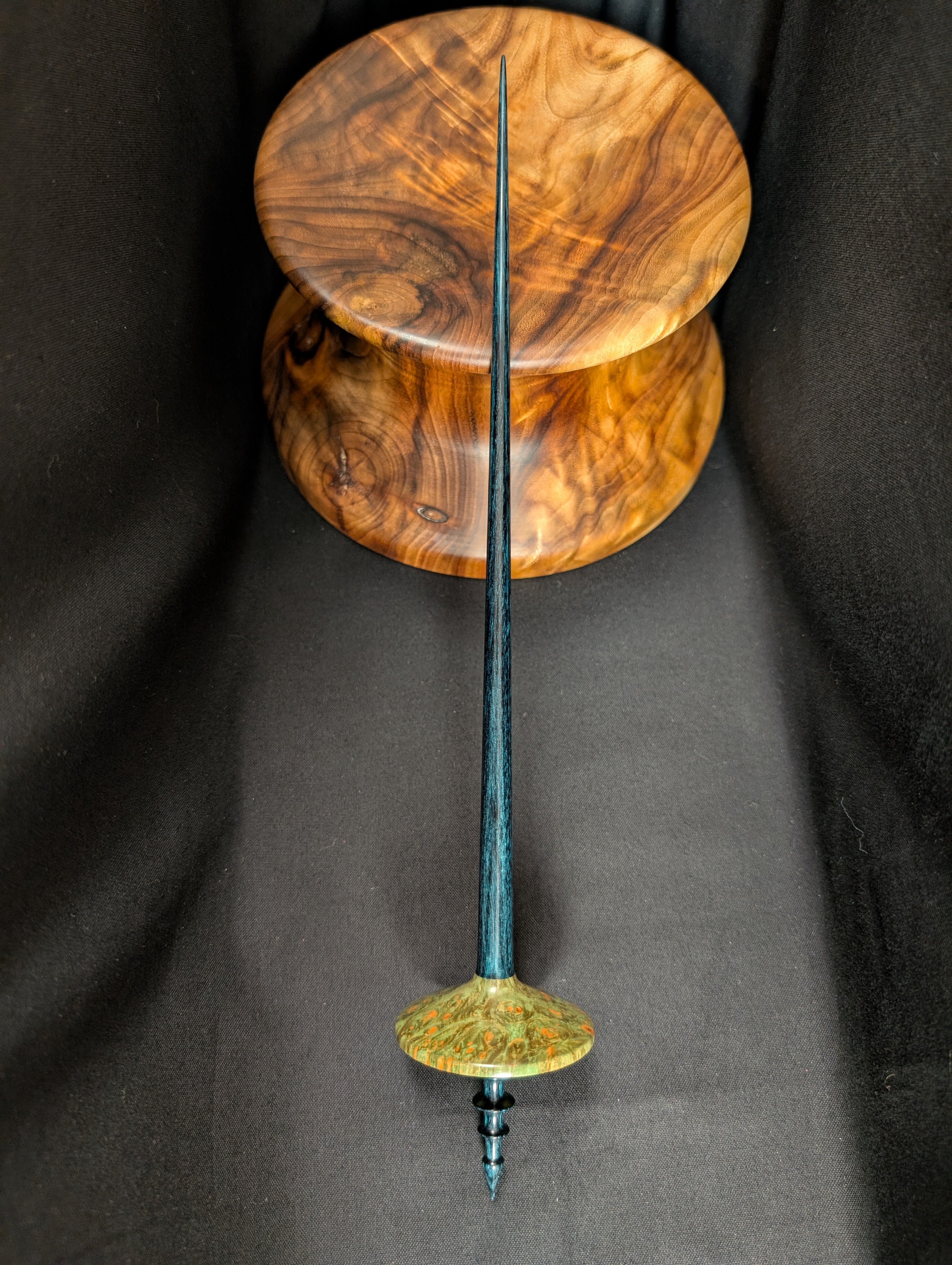 Quilted Maple Burl Tibetan Support Spindle