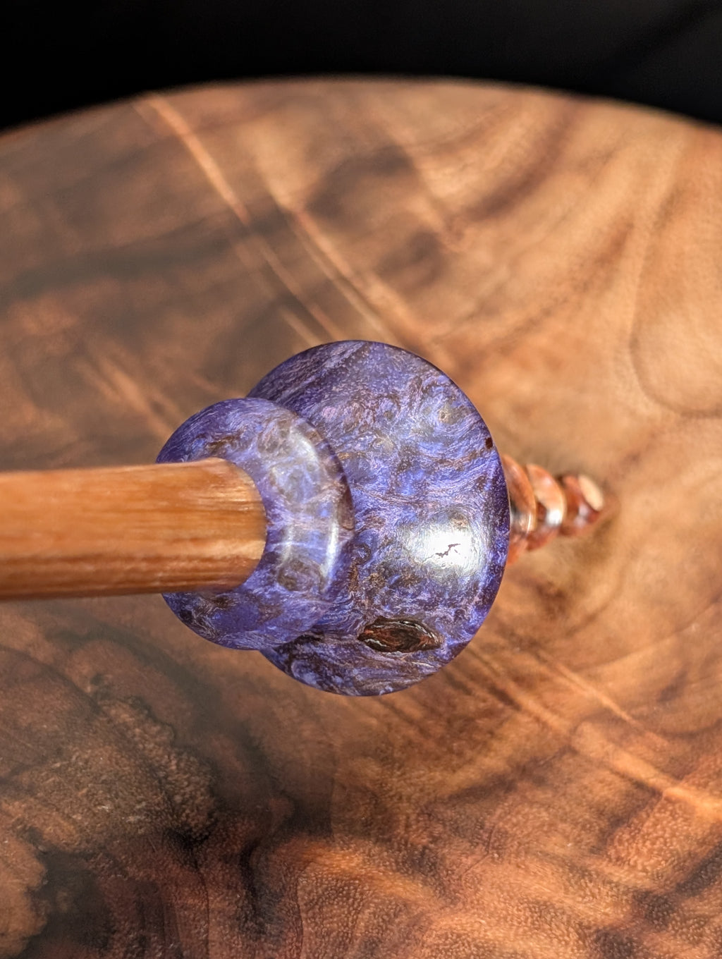 10" Mappa Burl Bead Support Spindle