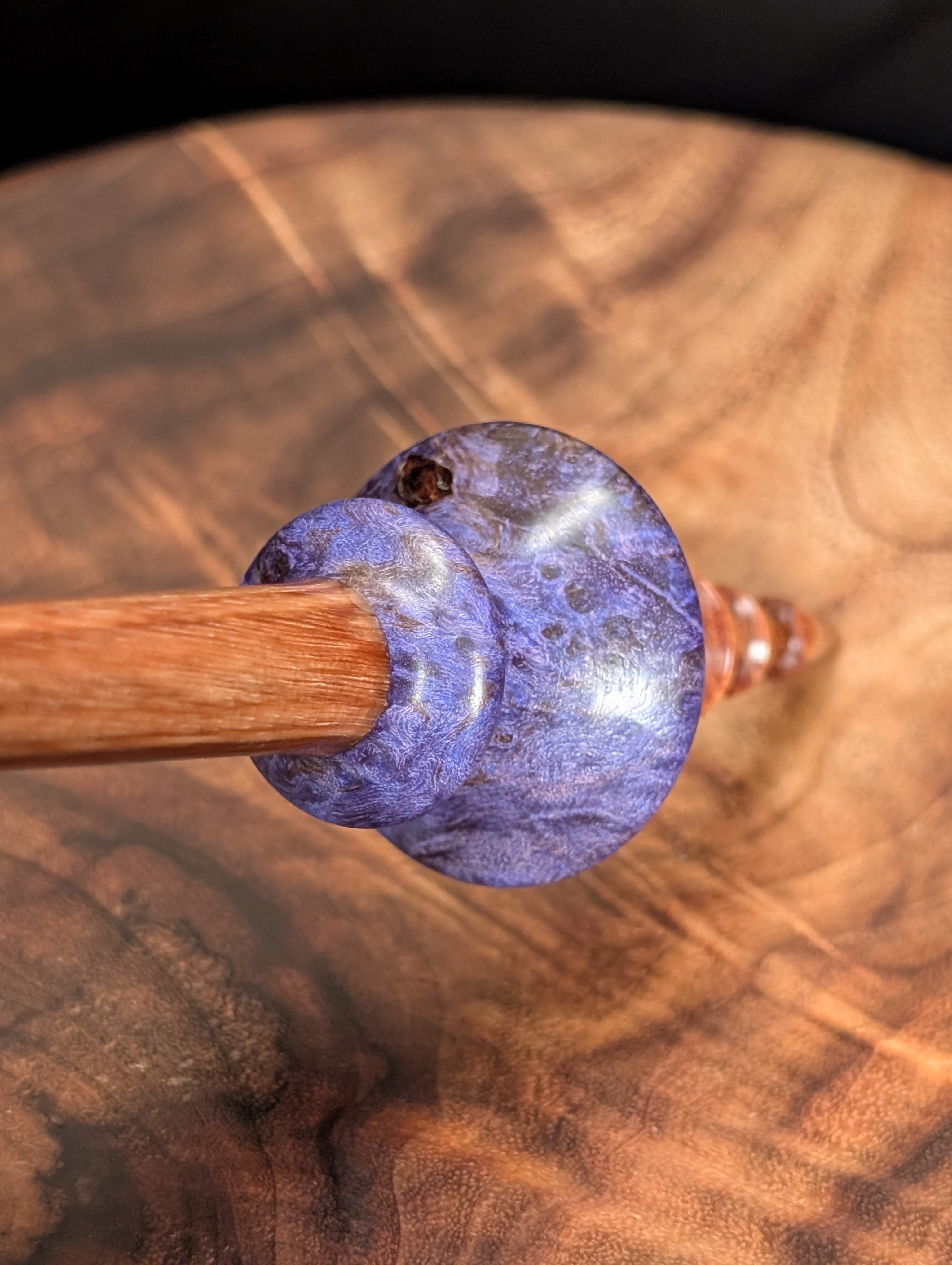 10" Mappa Burl Bead Support Spindle