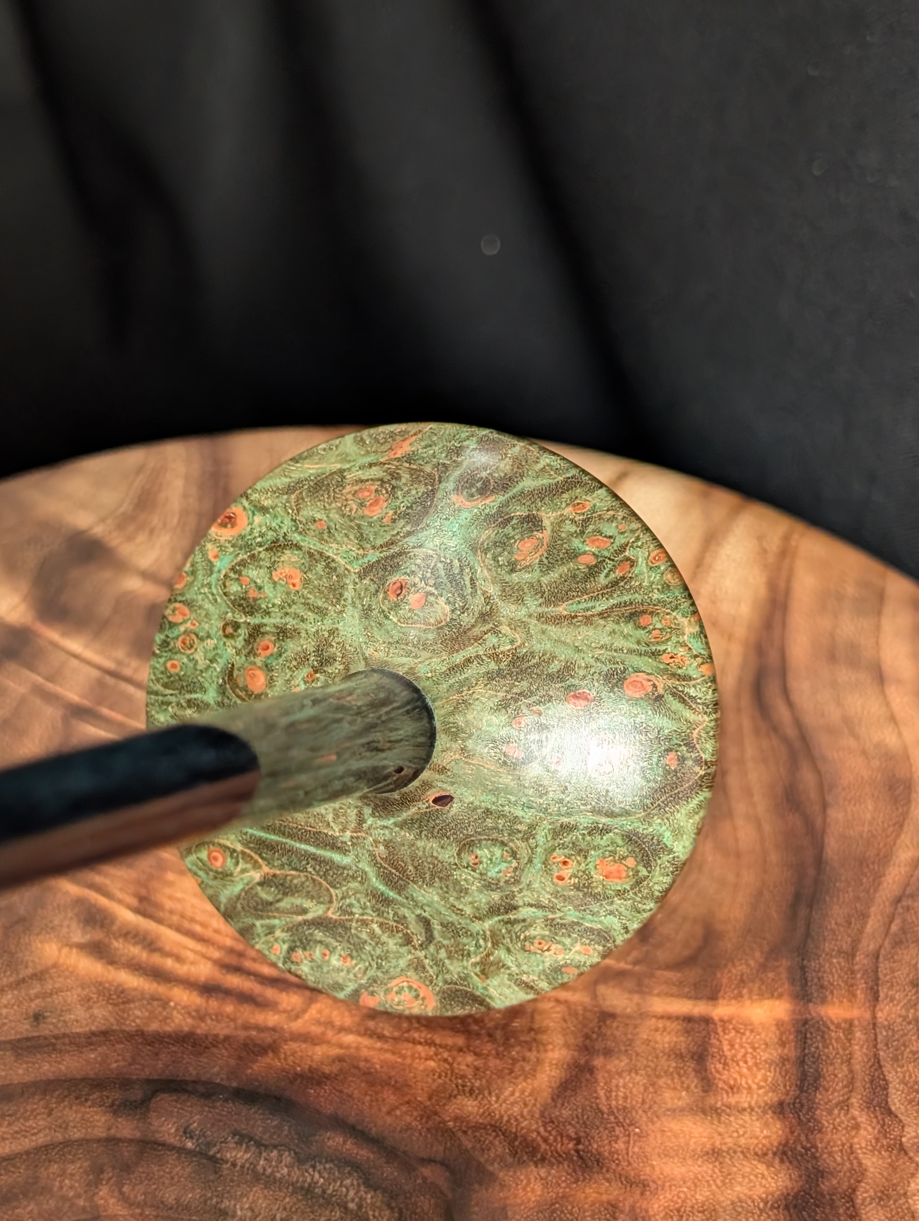 Quilted Maple Burl Tibetan Support Spindle
