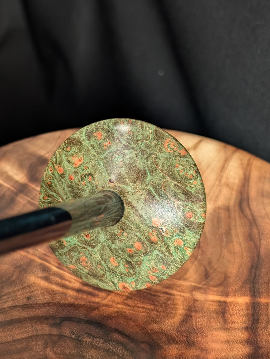 Quilted Maple Burl Tibetan Support Spindle