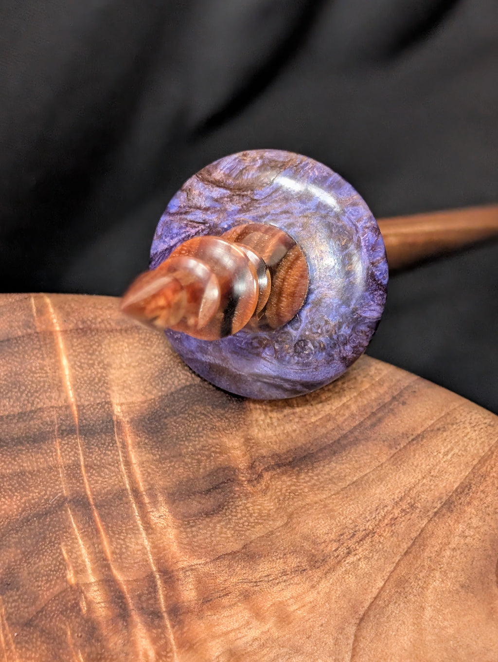 10" Mappa Burl Bead Support Spindle