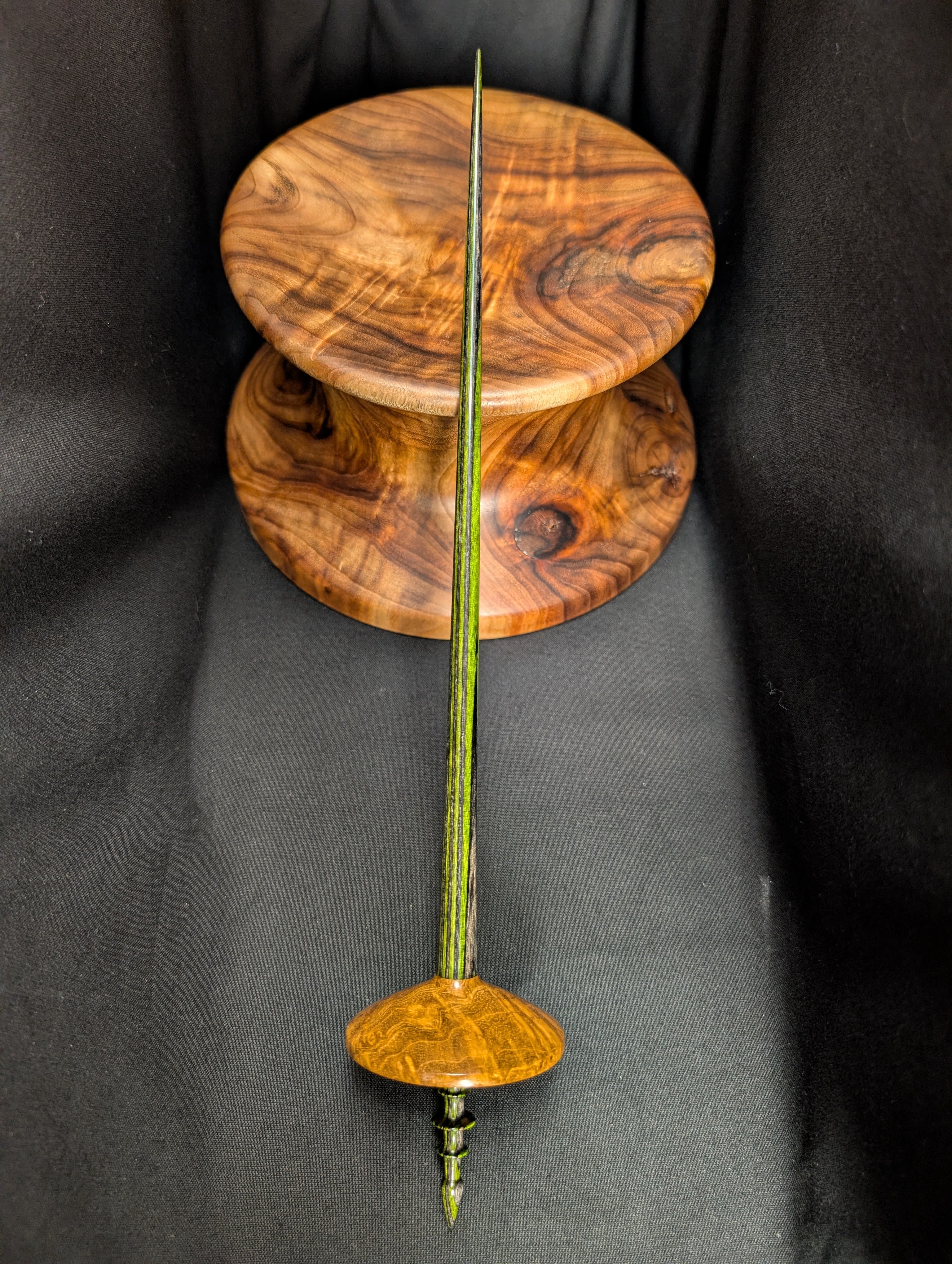 Teak Burl Tibetan Support Spindle