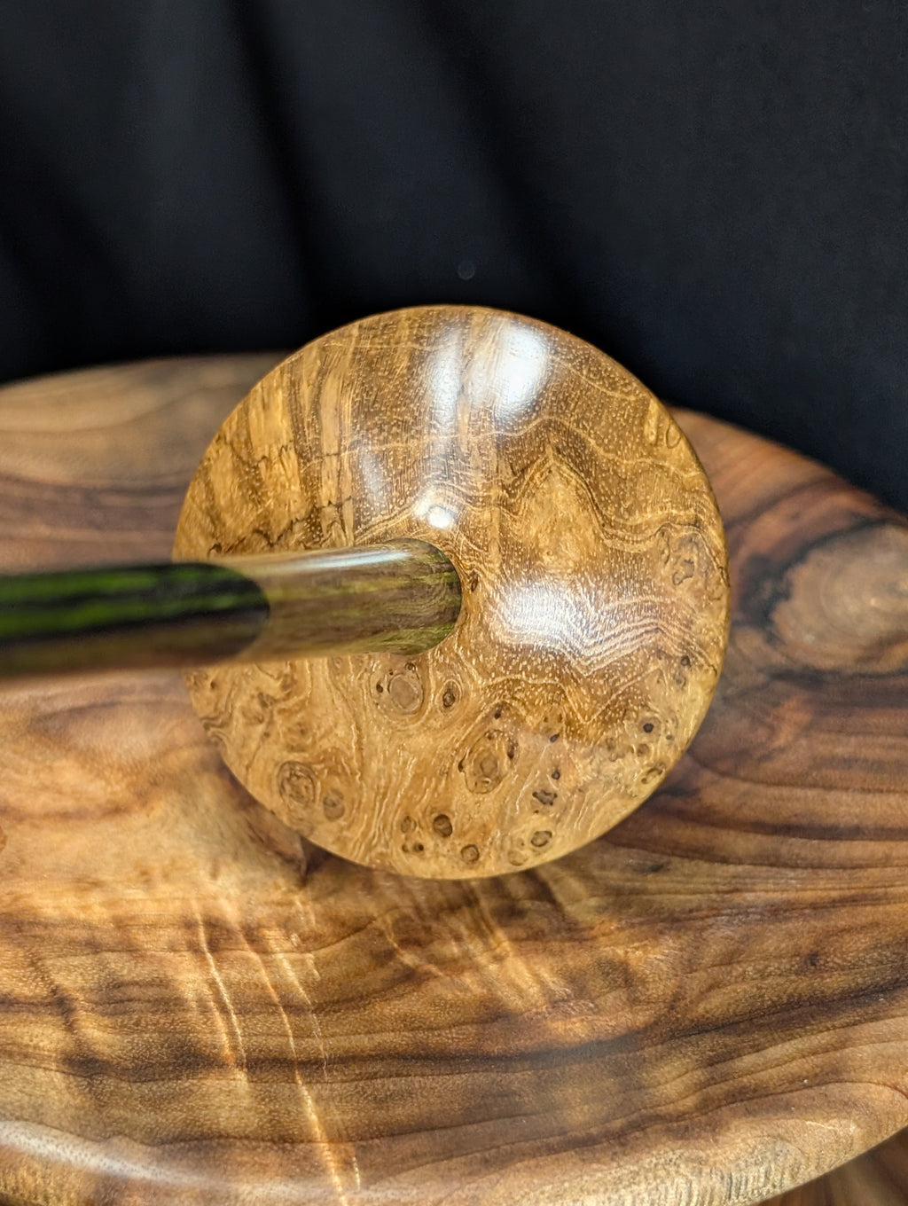 Teak Burl Tibetan Support Spindle