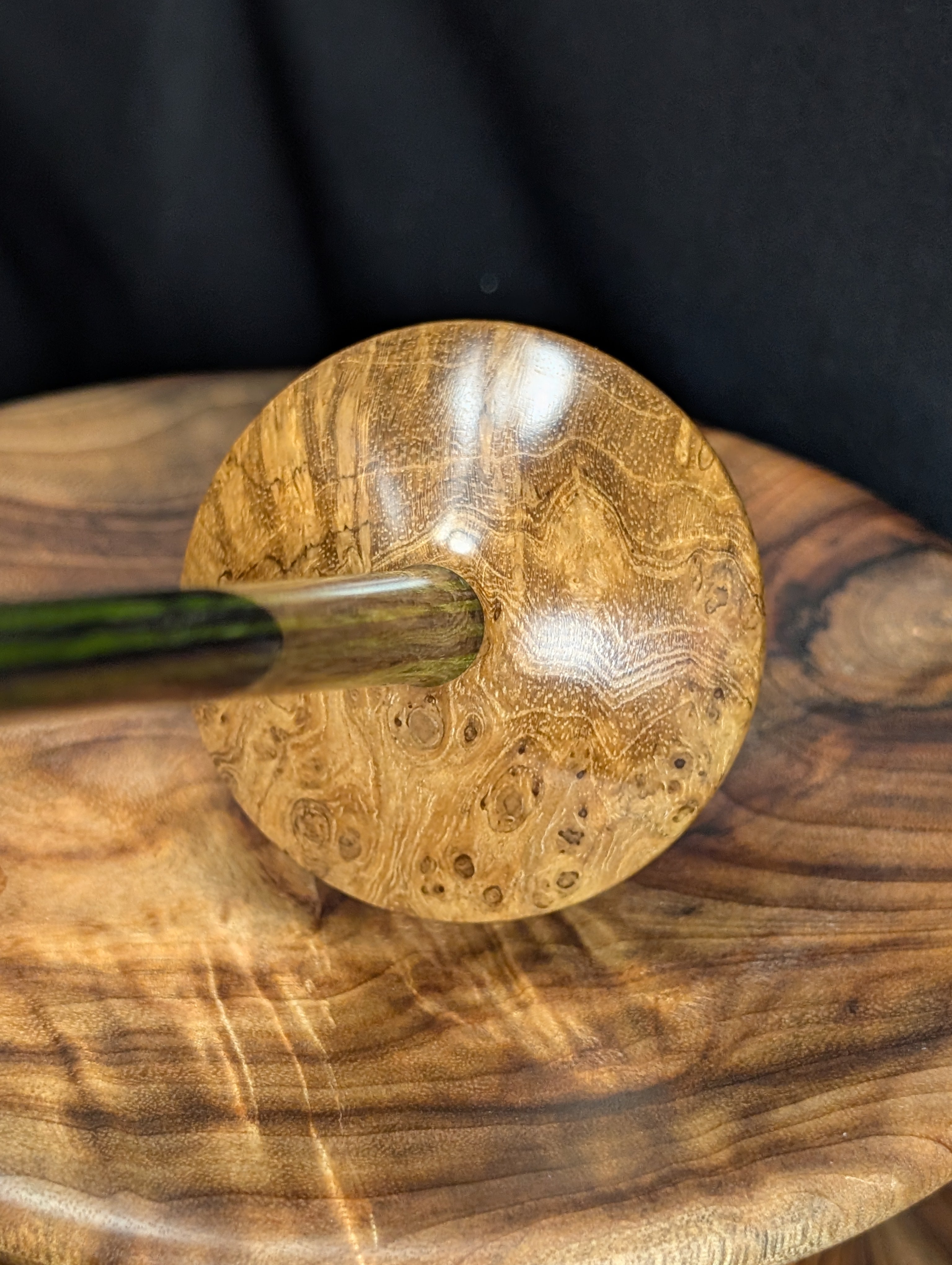 Teak Burl Tibetan Support Spindle