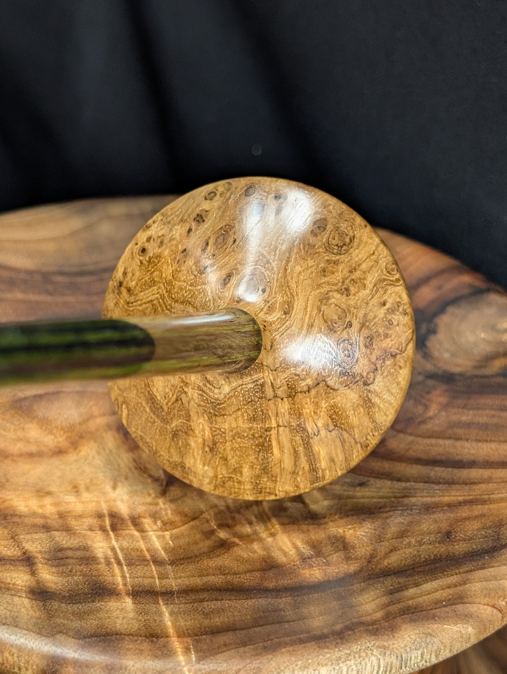 Teak Burl Tibetan Support Spindle