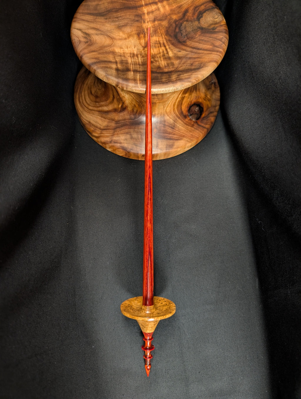 Teak Burl Tibetan Support Spindle