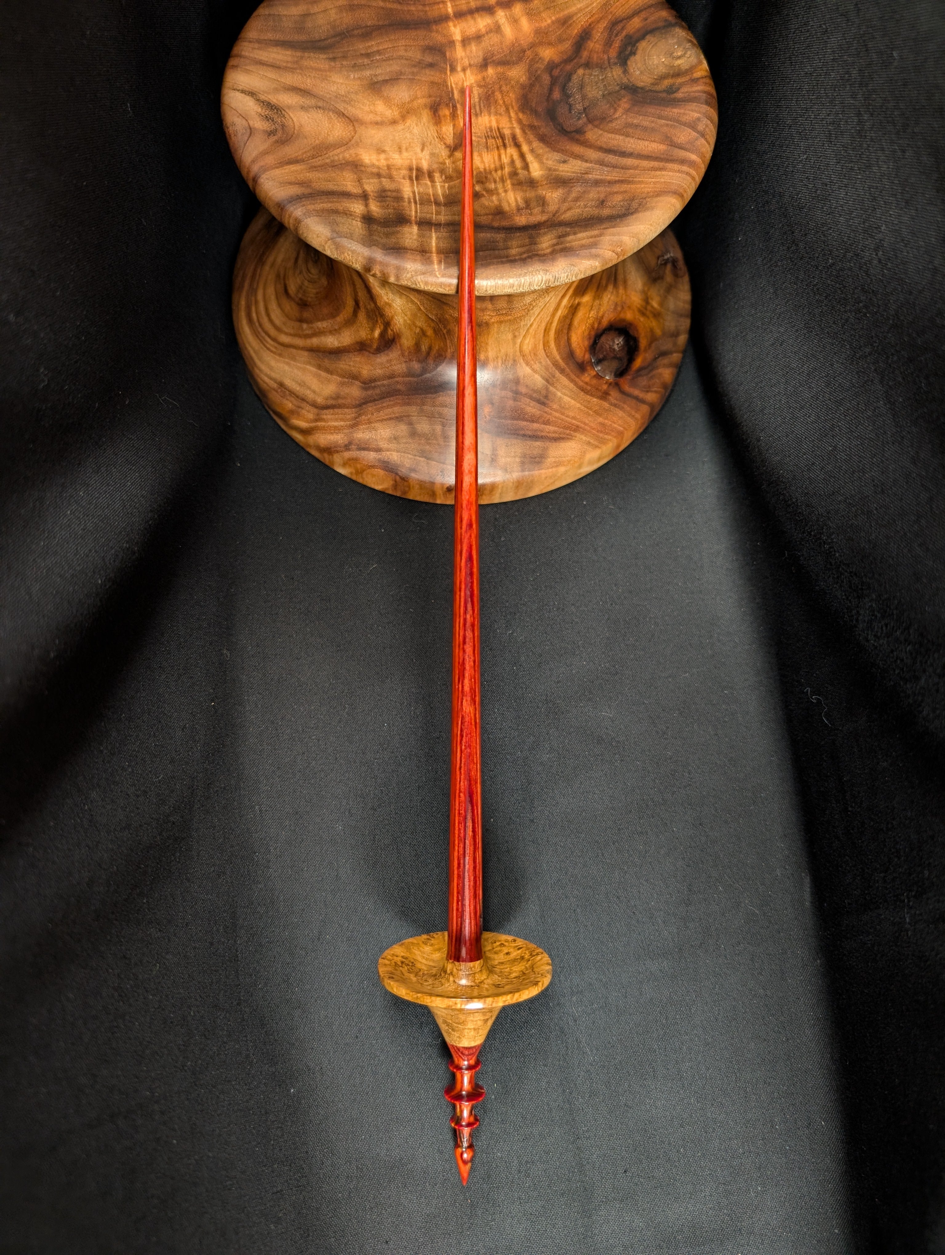 Teak Burl Tibetan Support Spindle