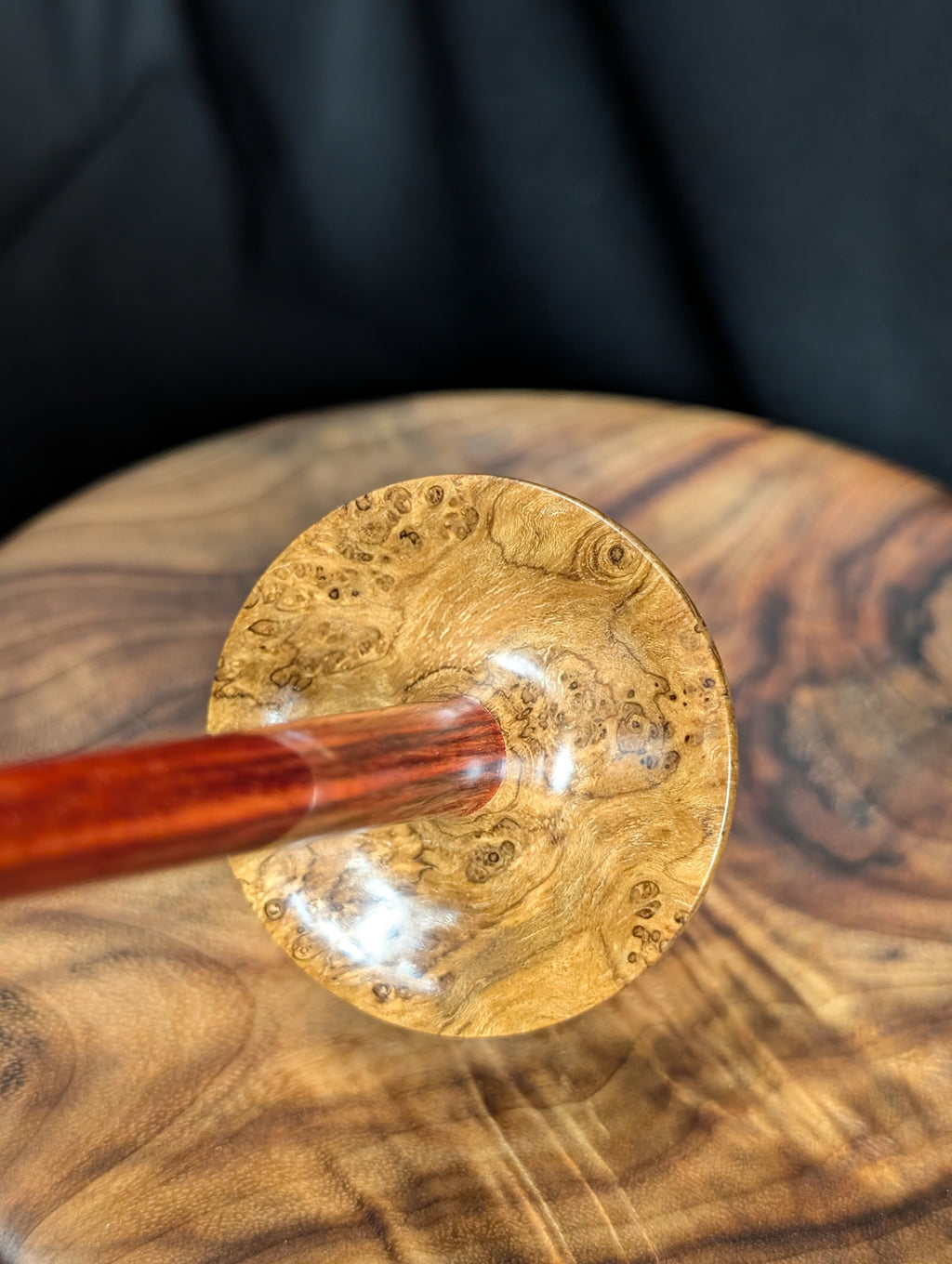 Teak Burl Tibetan Support Spindle