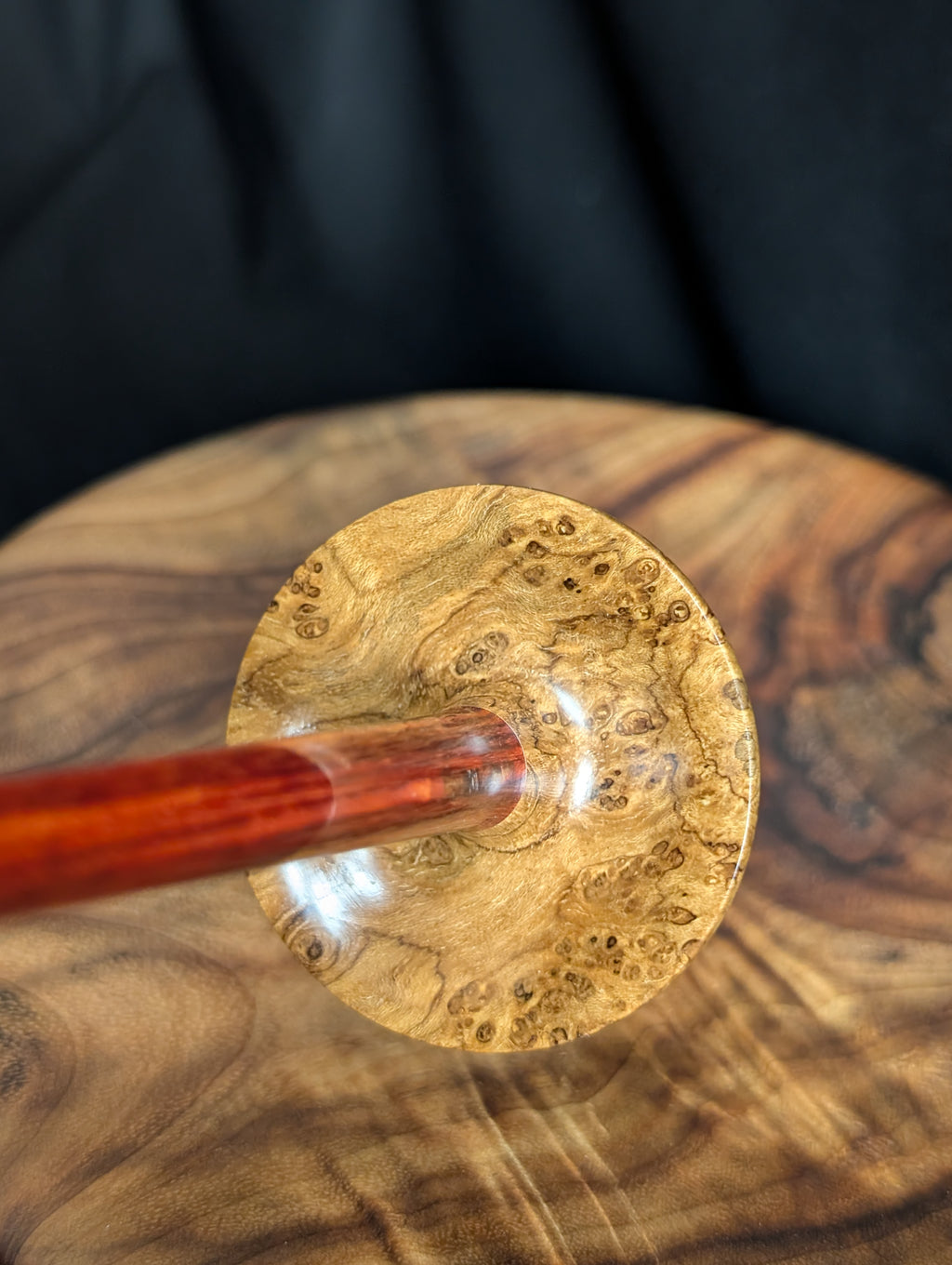 Teak Burl Tibetan Support Spindle