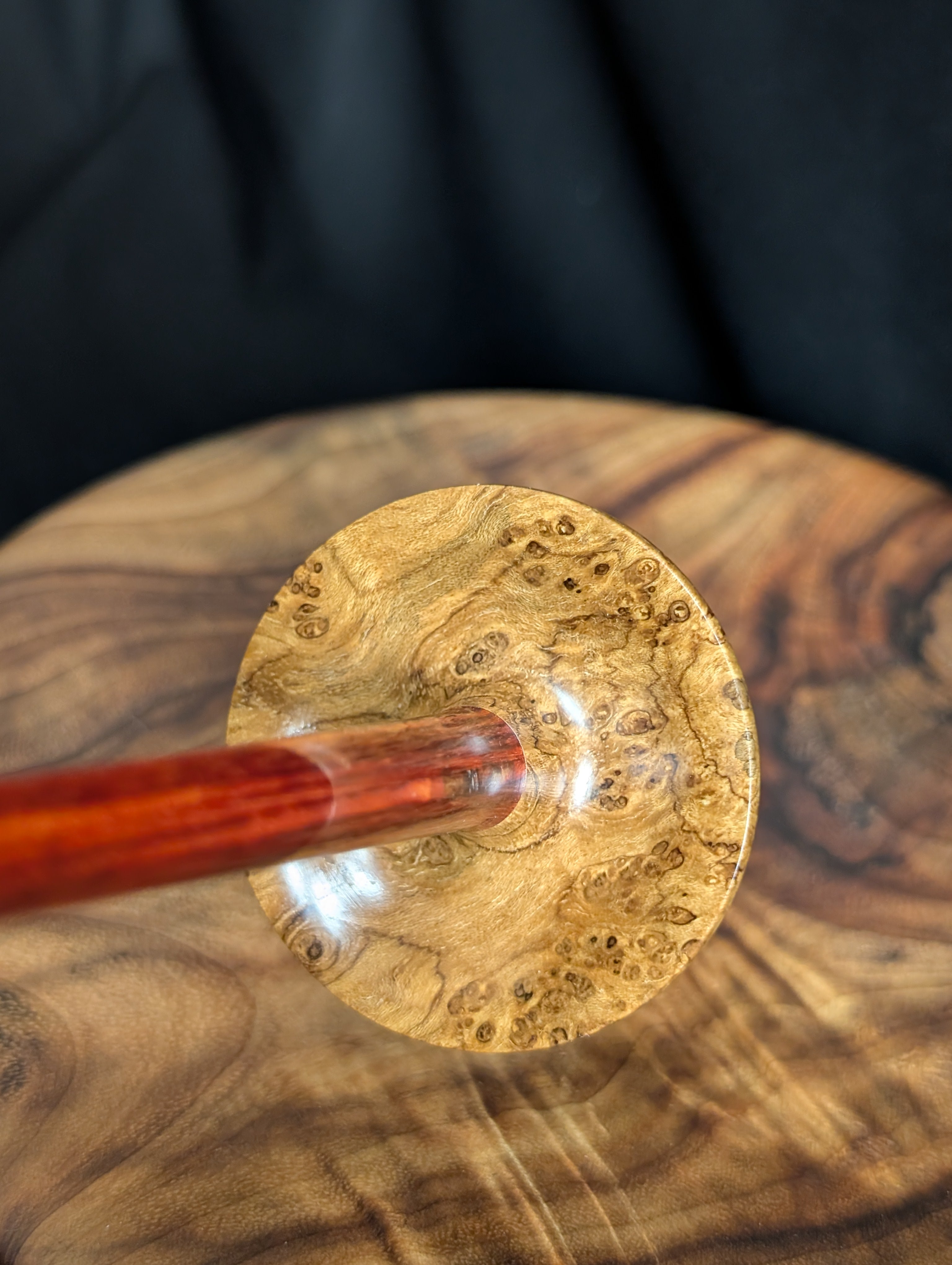 Teak Burl Tibetan Support Spindle