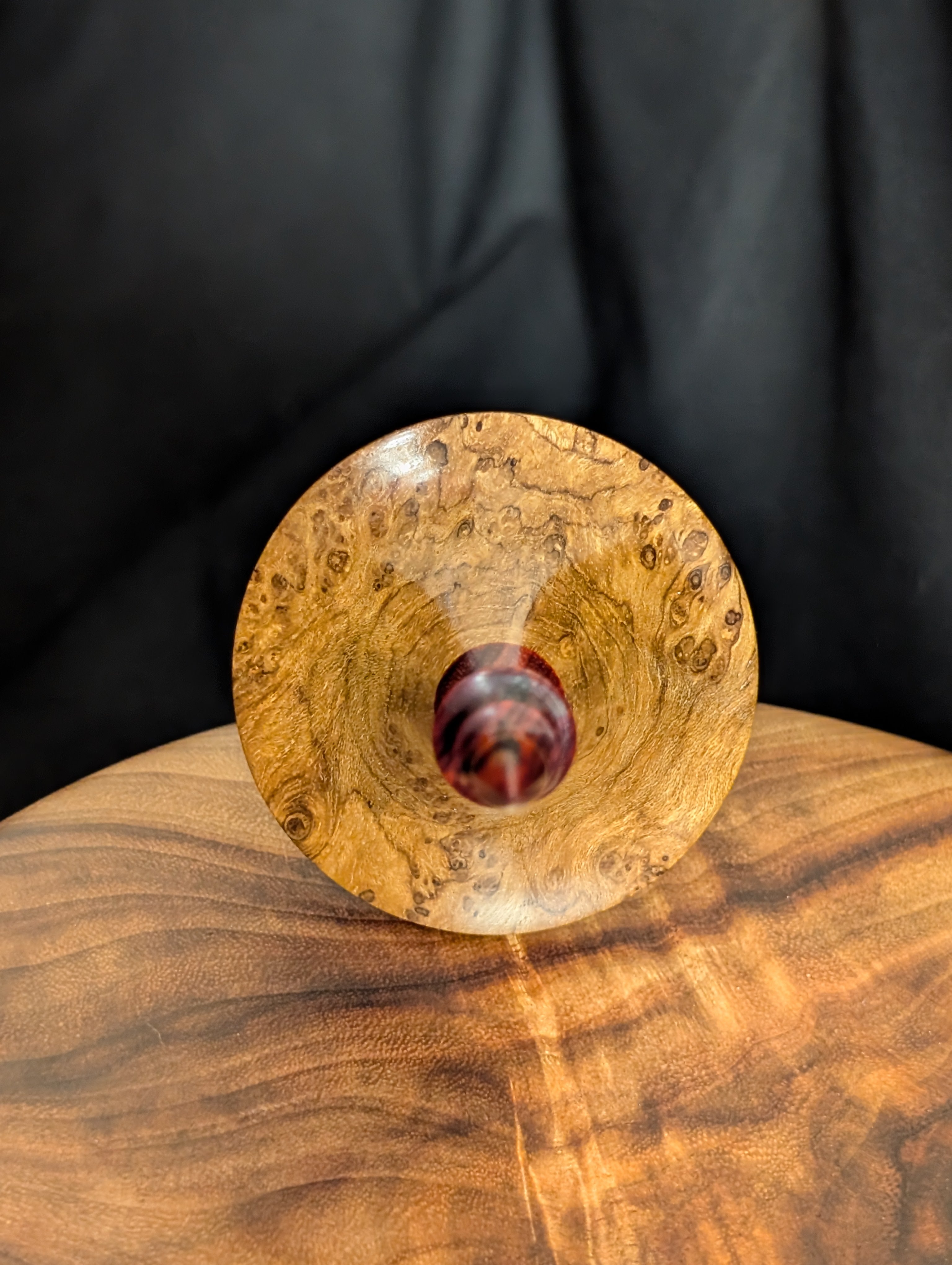 Teak Burl Tibetan Support Spindle
