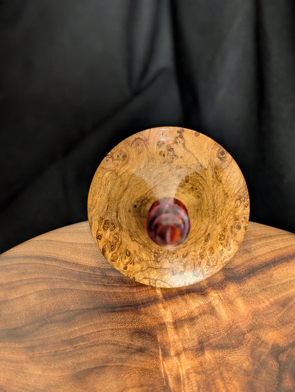 Teak Burl Tibetan Support Spindle