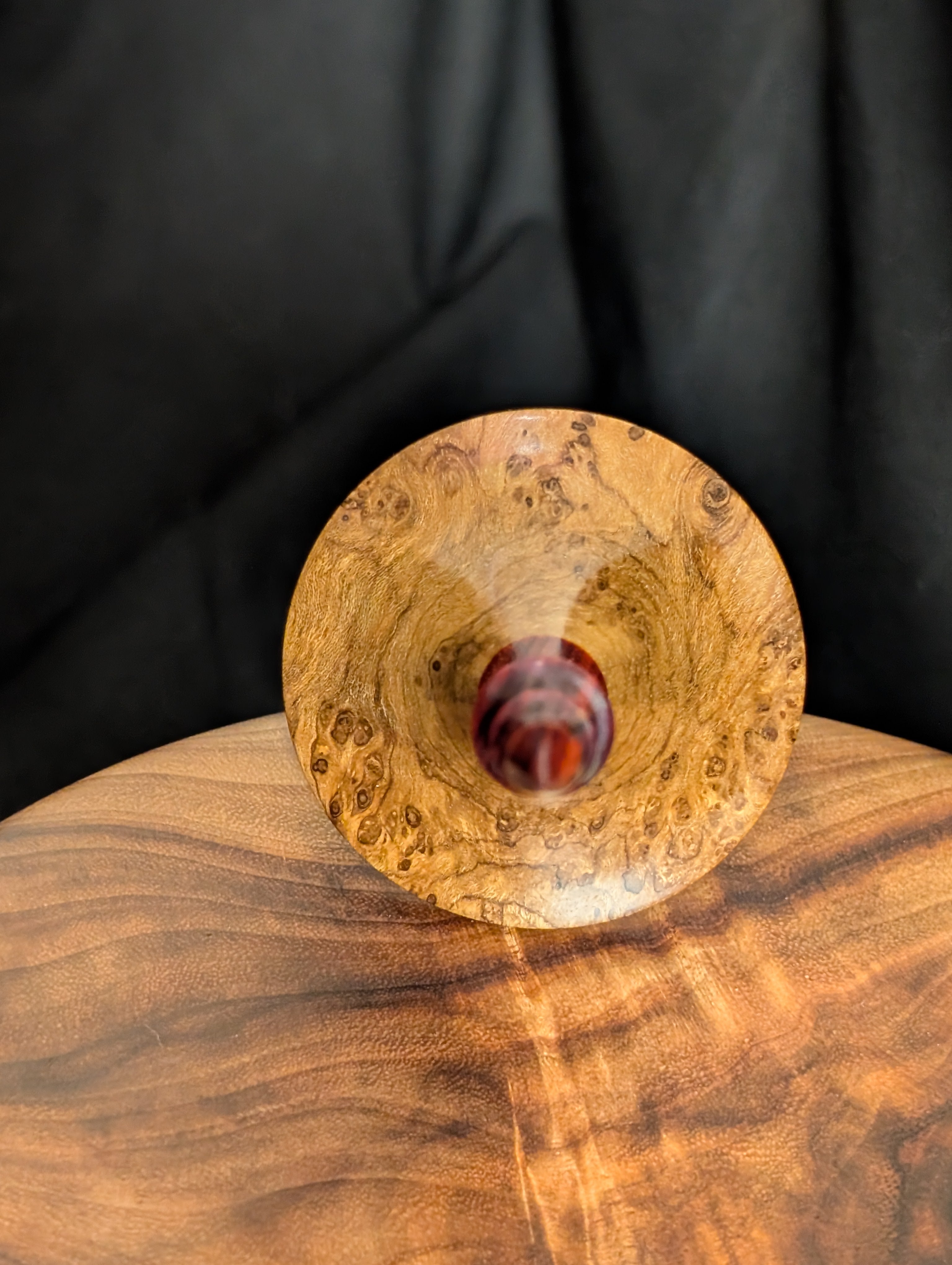 Teak Burl Tibetan Support Spindle