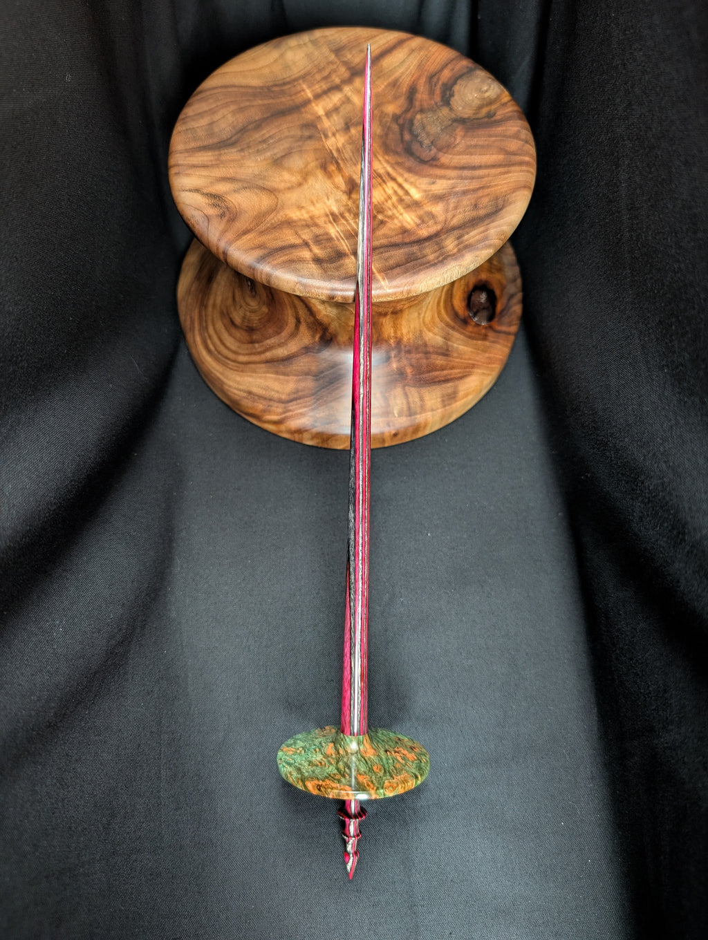 Quilted Maple Burl Tibetan Support Spindle