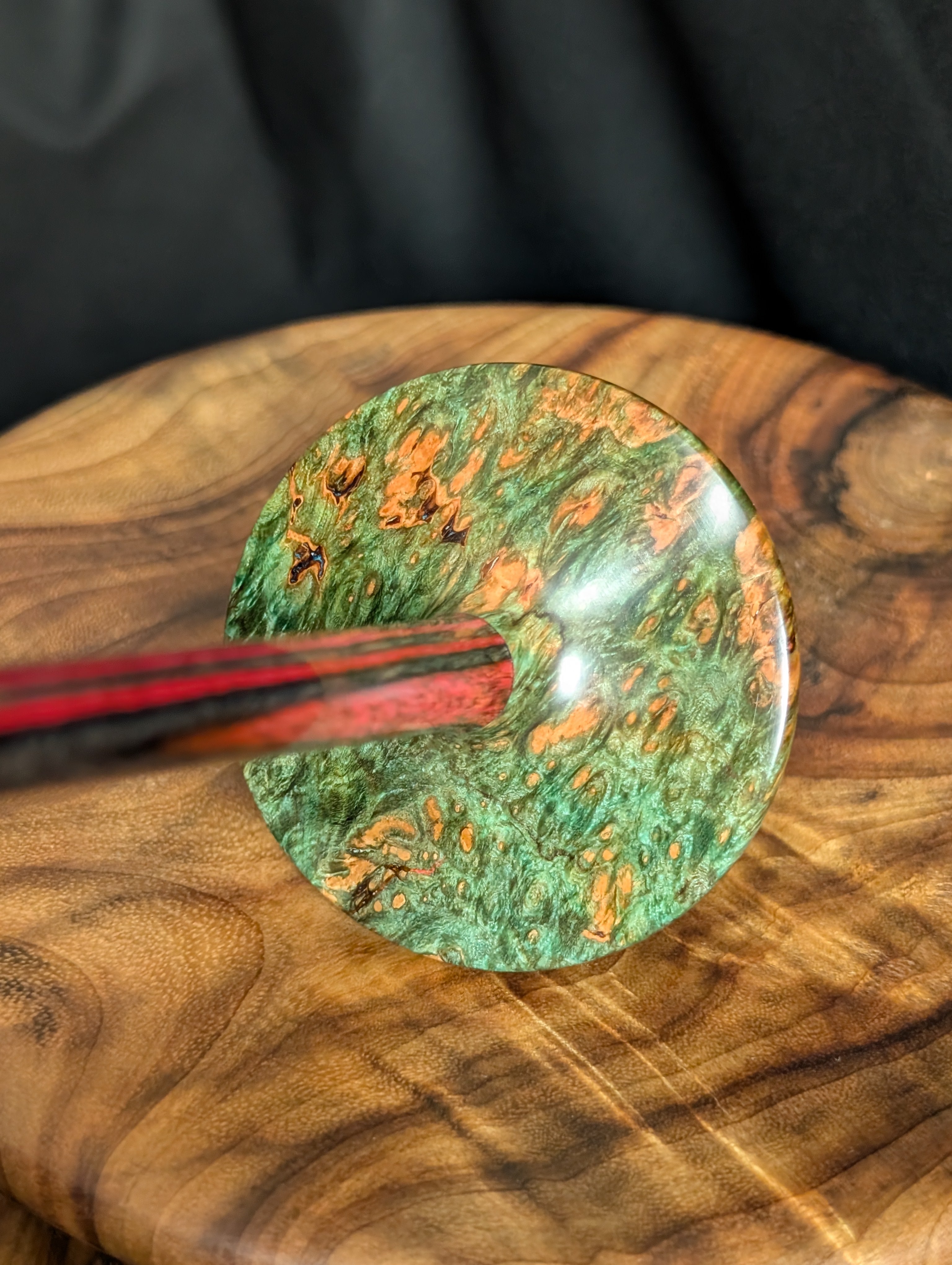 Quilted Maple Burl Tibetan Support Spindle