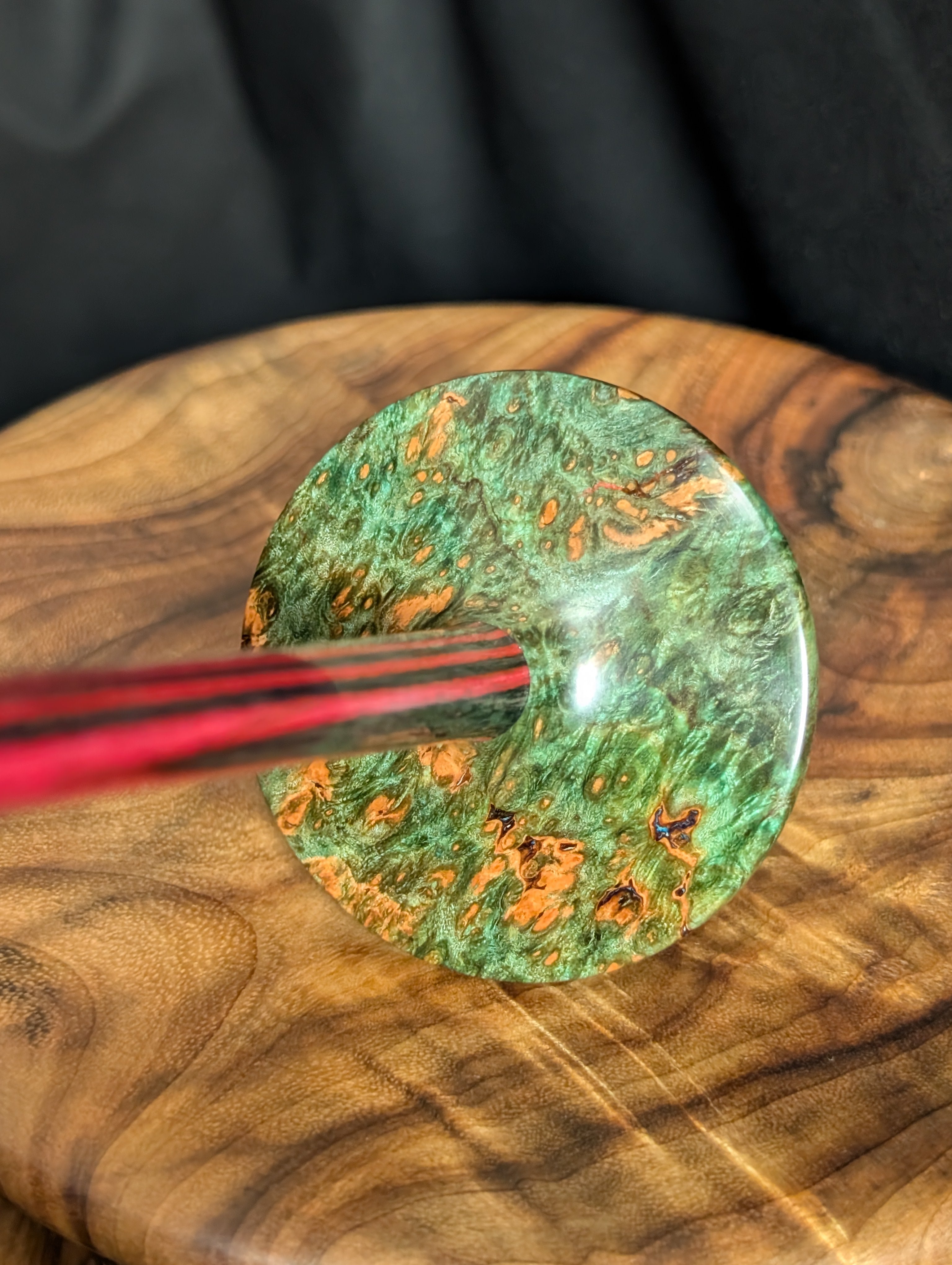 Quilted Maple Burl Tibetan Support Spindle