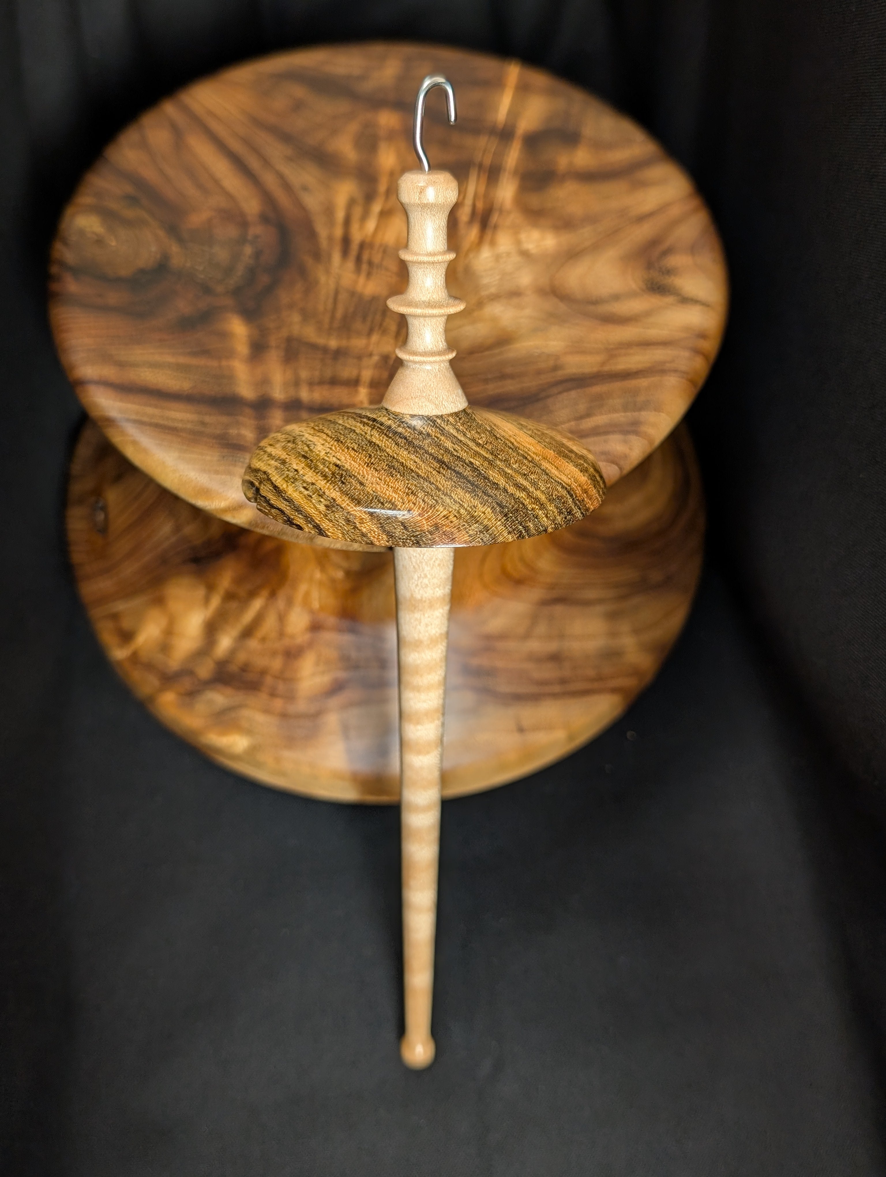 7" Bocote Midi Top Whorl Drop Spindle