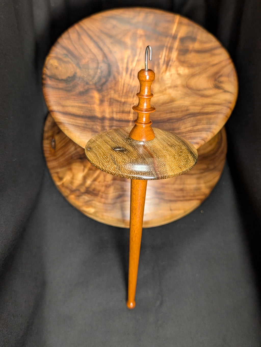 7" Black Limba Midi Top Whorl Drop Spindle
