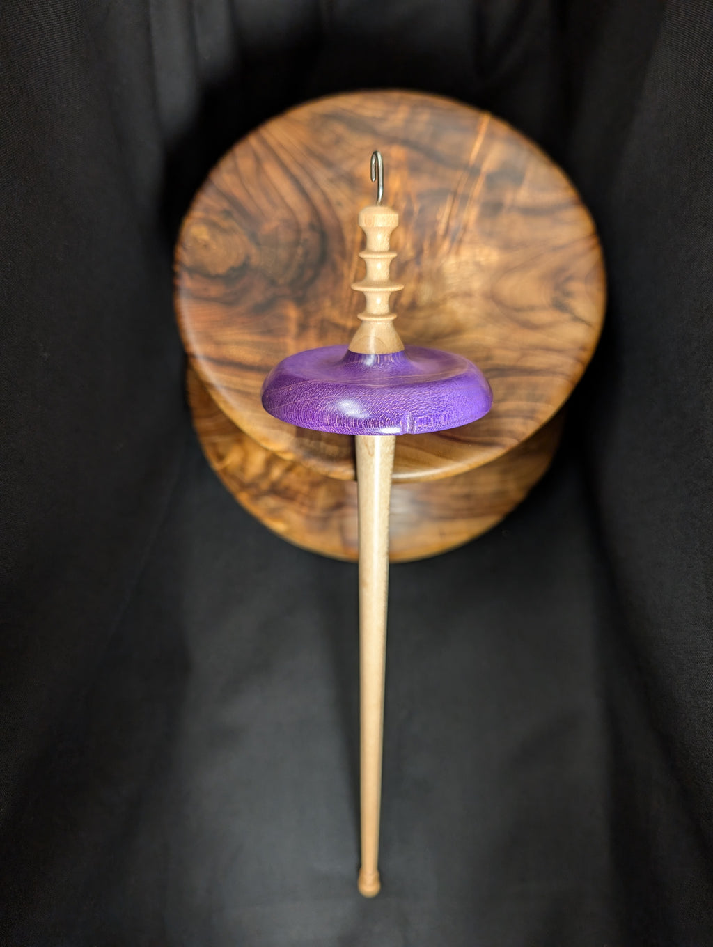 Maple -Purple- Top Whorl Drop Spindle
