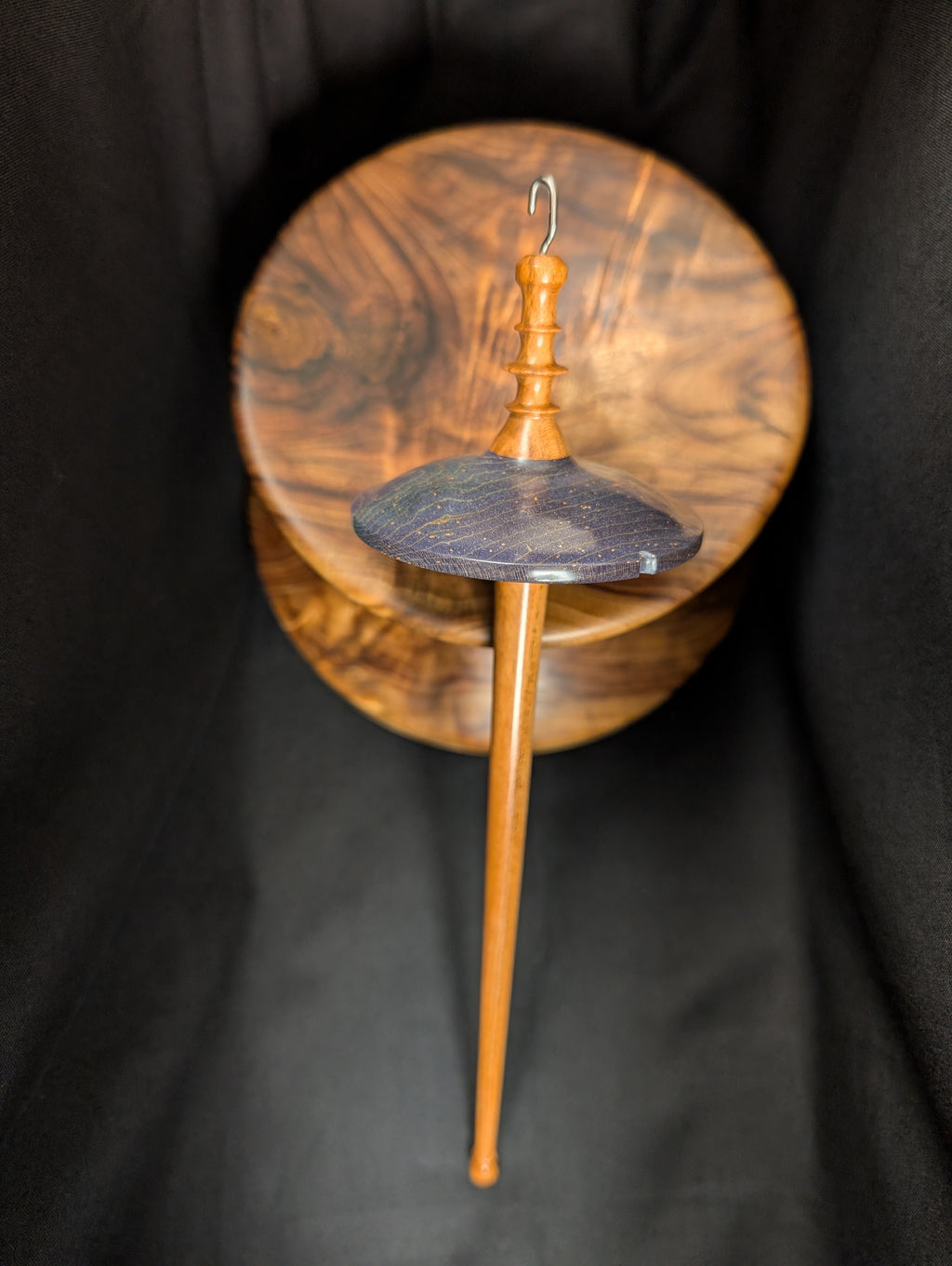 Maple -Blue- Top Whorl Drop Spindle