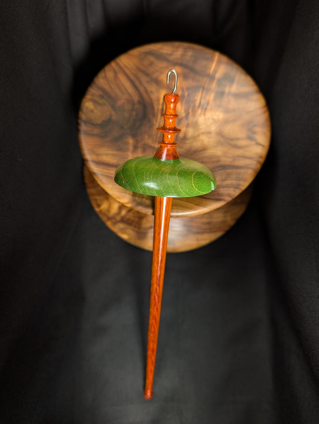 Maple -Green- Top Whorl Drop Spindle