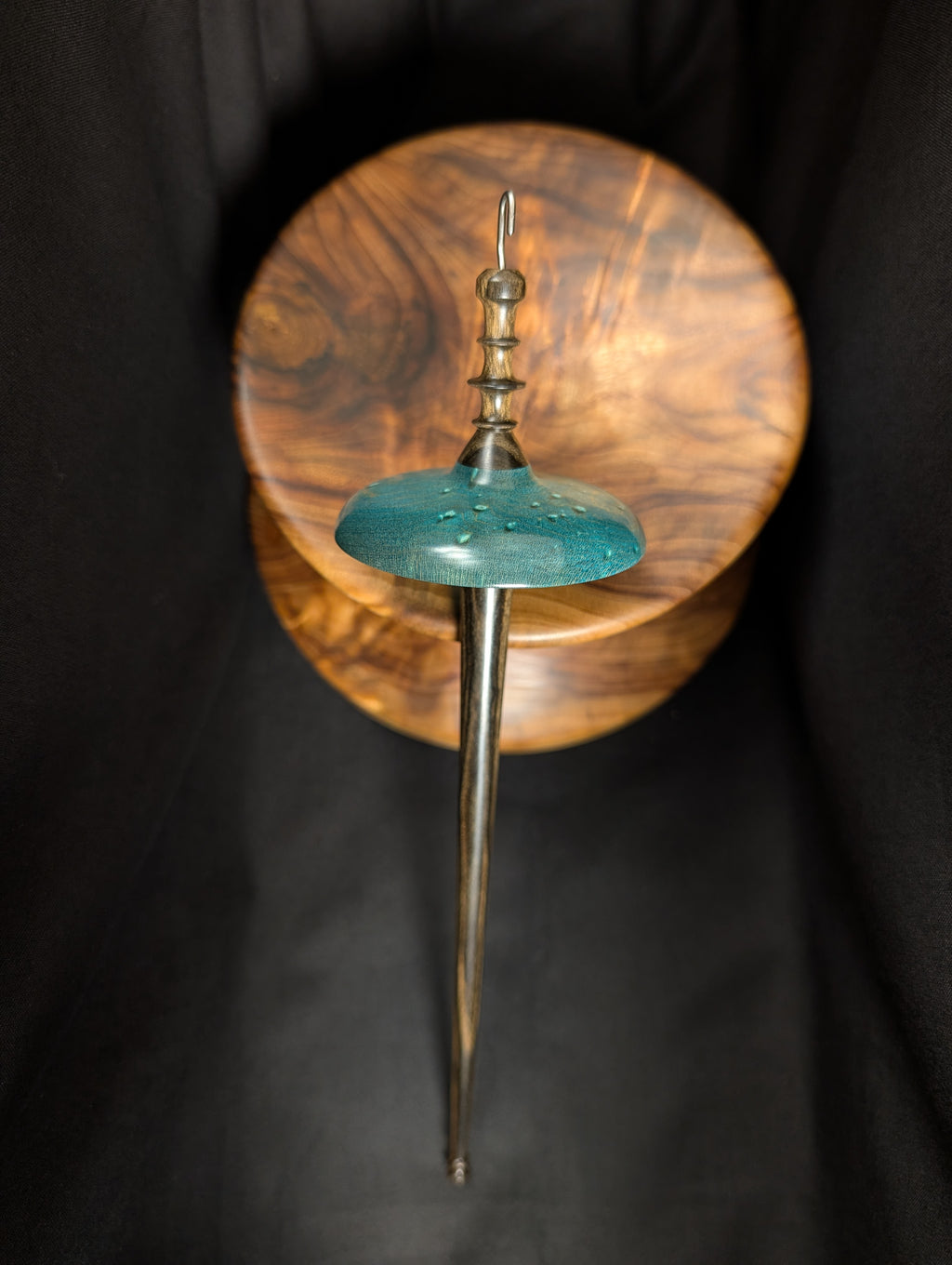 Birdseye Maple -Blue- Top Whorl Drop Spindle