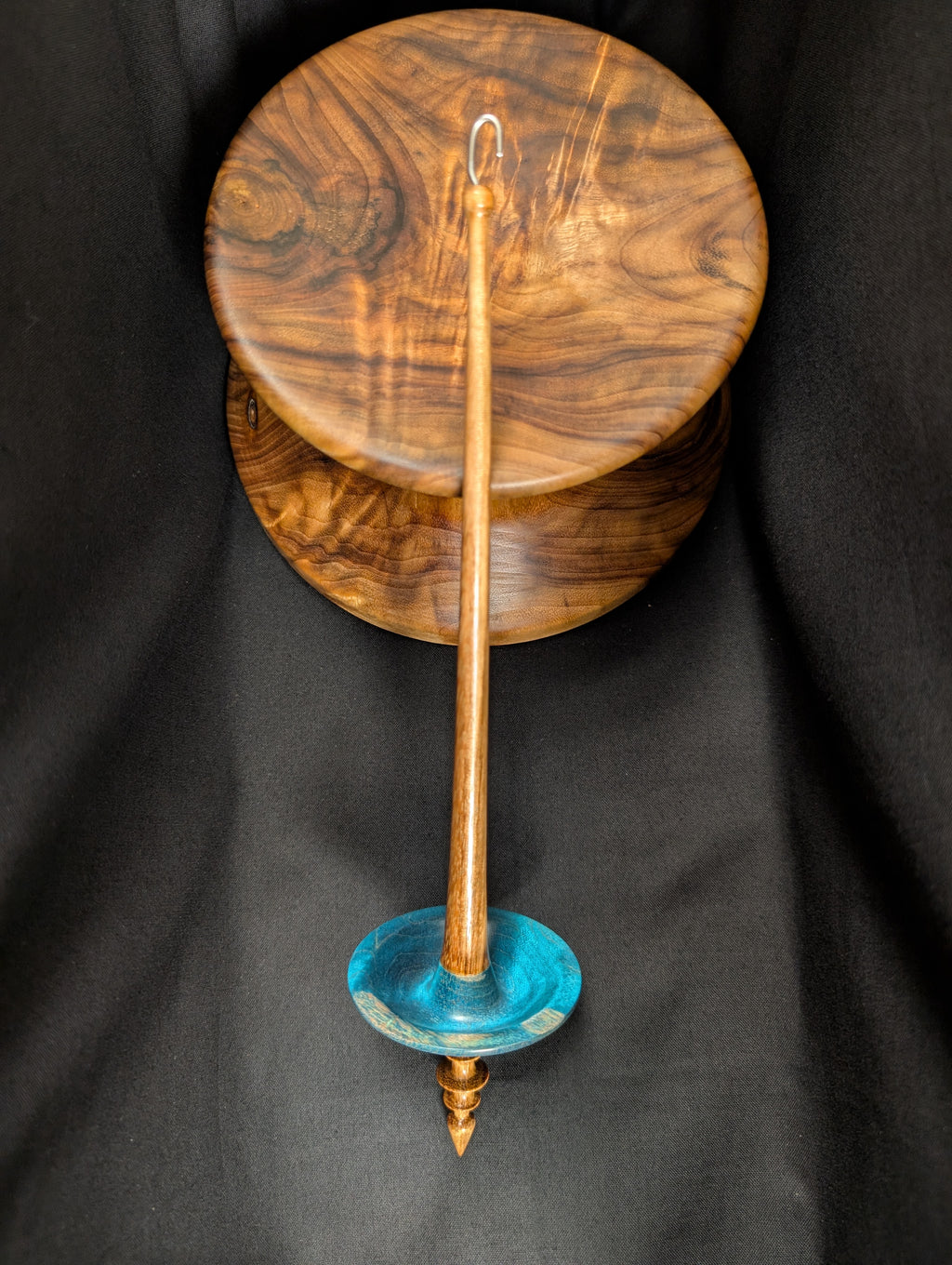 Quilted Maple -Blue- Bottom Whorl Drop Spindle
