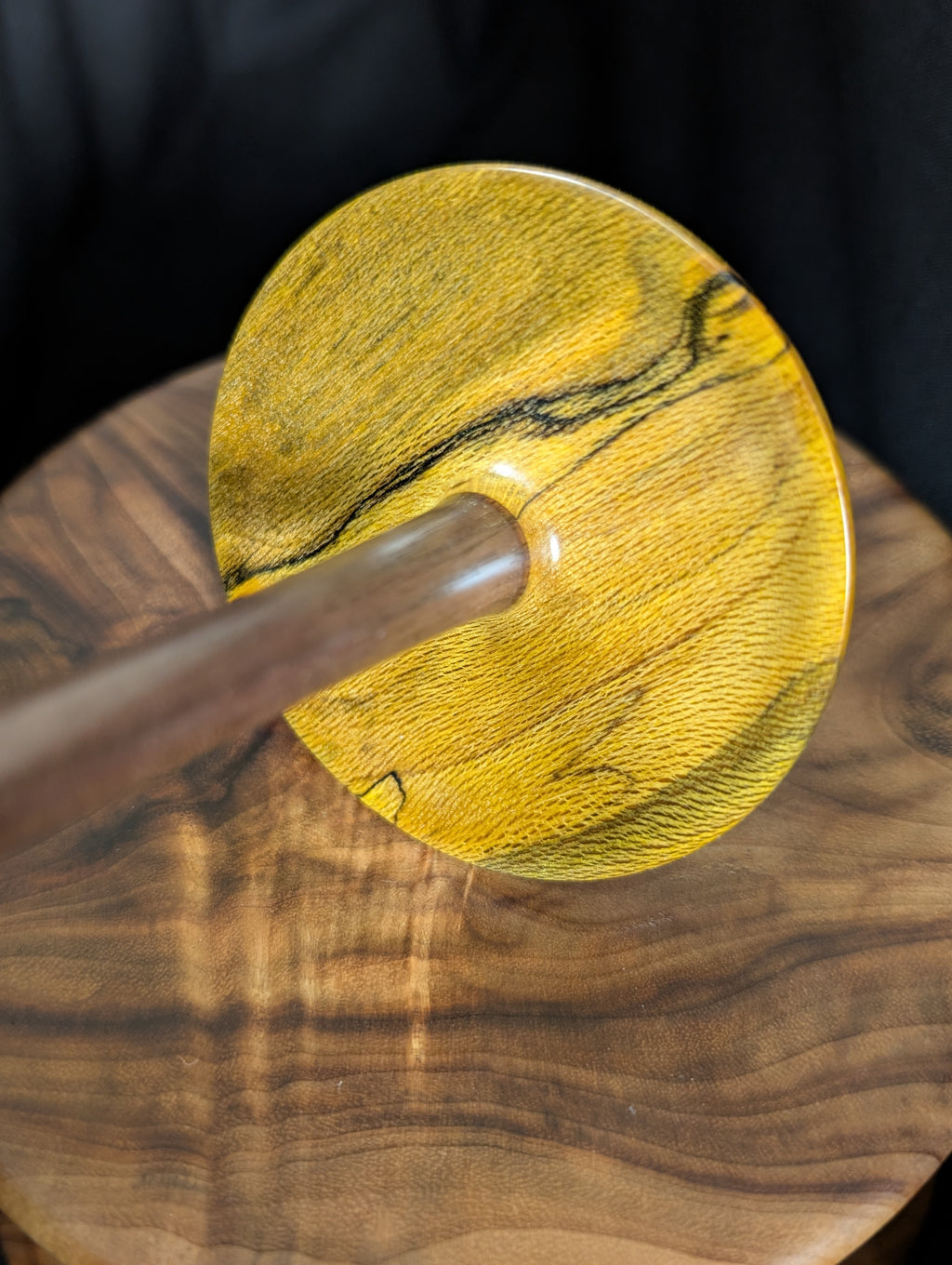 Spalted Eucalyptus - Yellow - Bottom Whorl Drop Spindle
