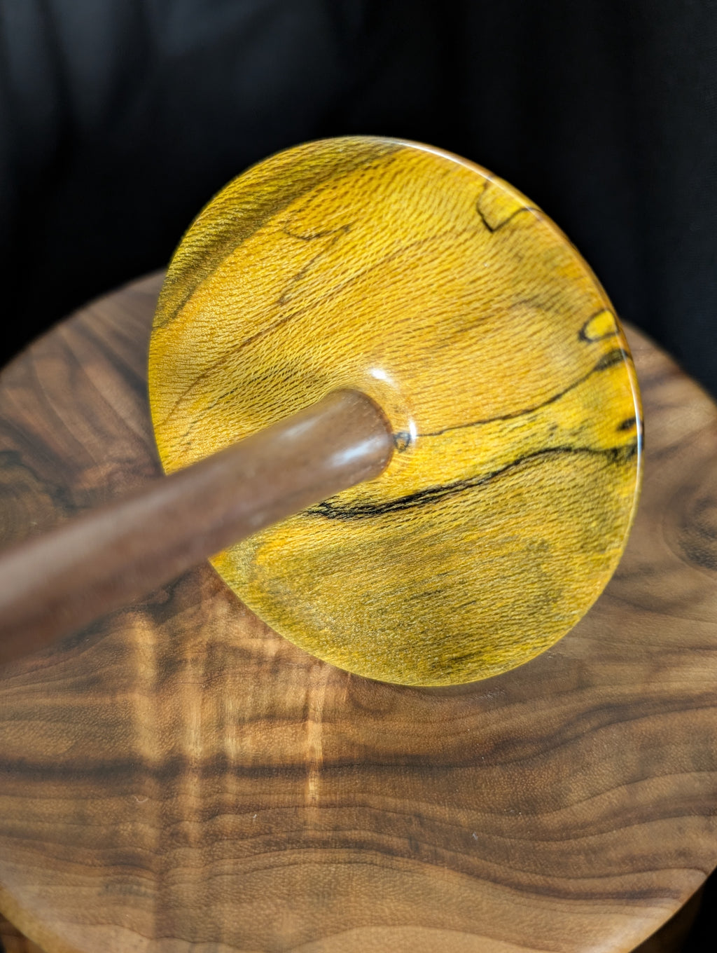 Spalted Eucalyptus - Yellow - Bottom Whorl Drop Spindle