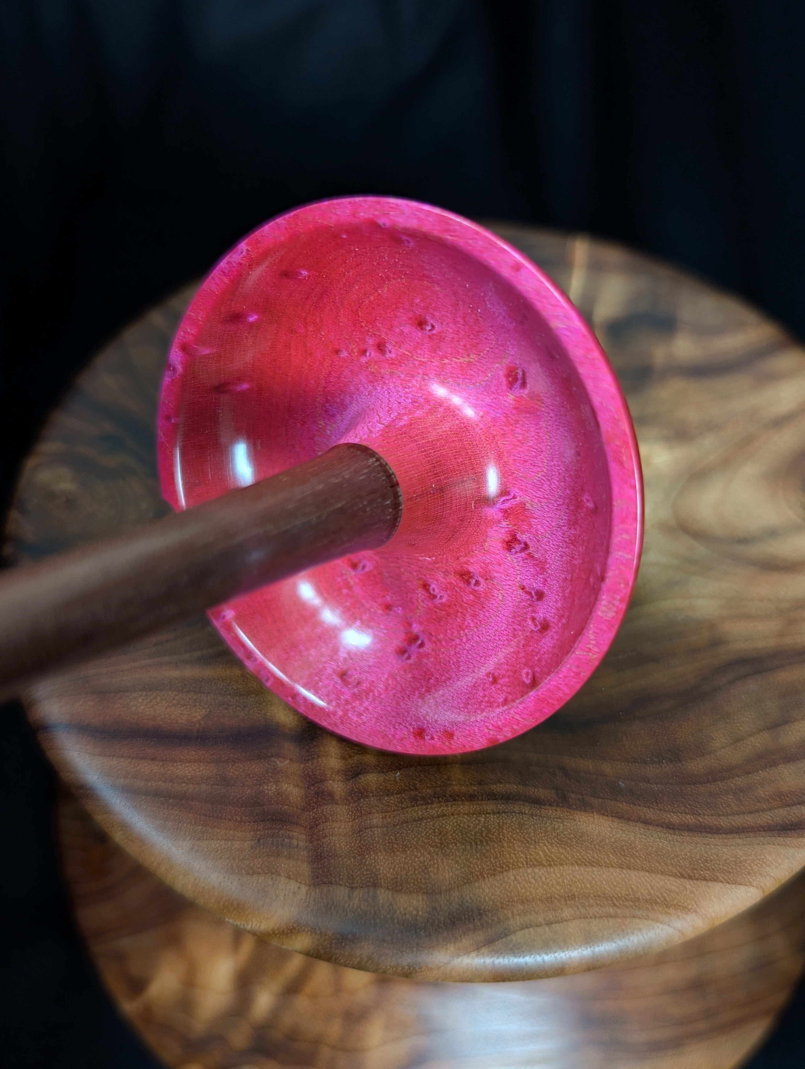 Birdseye Maple -Pink- Top Whorl Drop Spindle