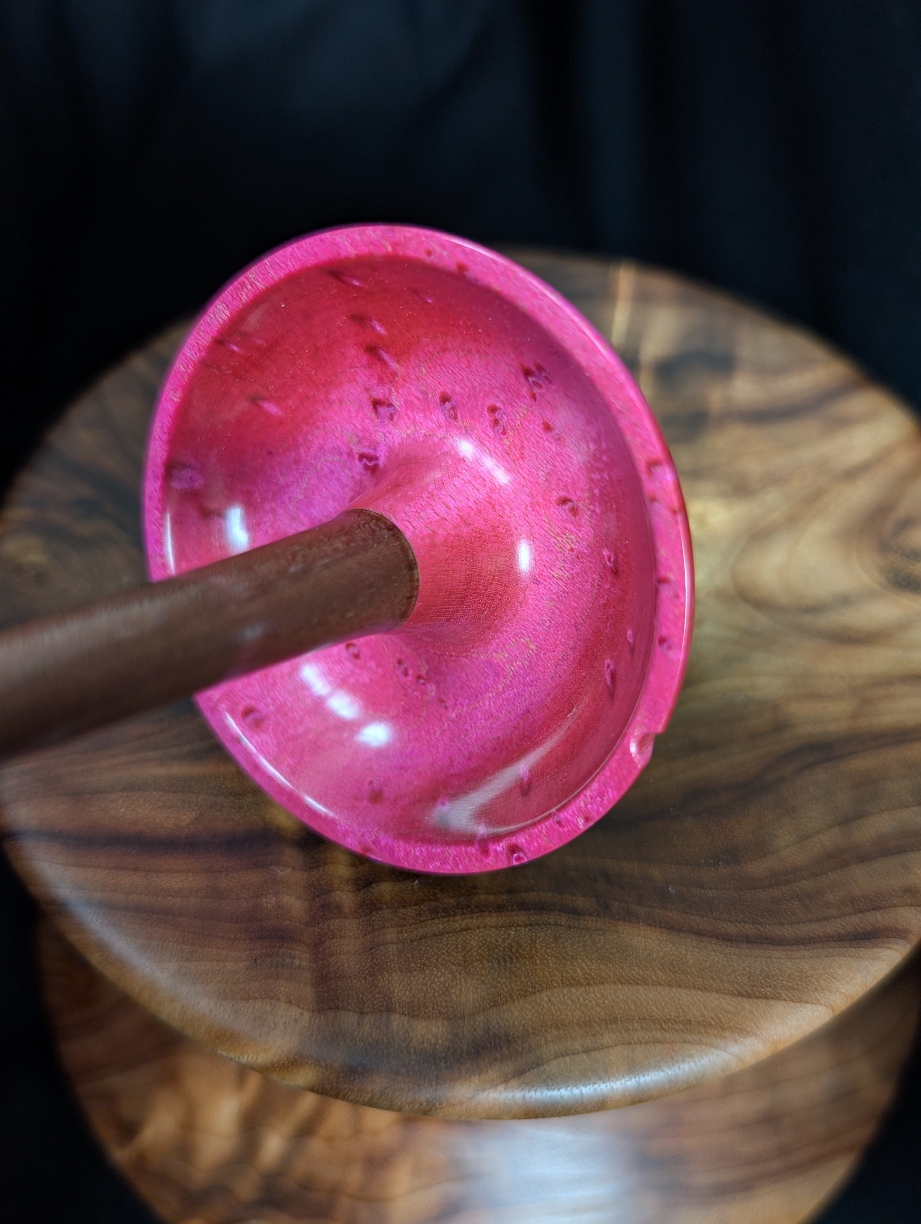 Birdseye Maple -Pink- Top Whorl Drop Spindle