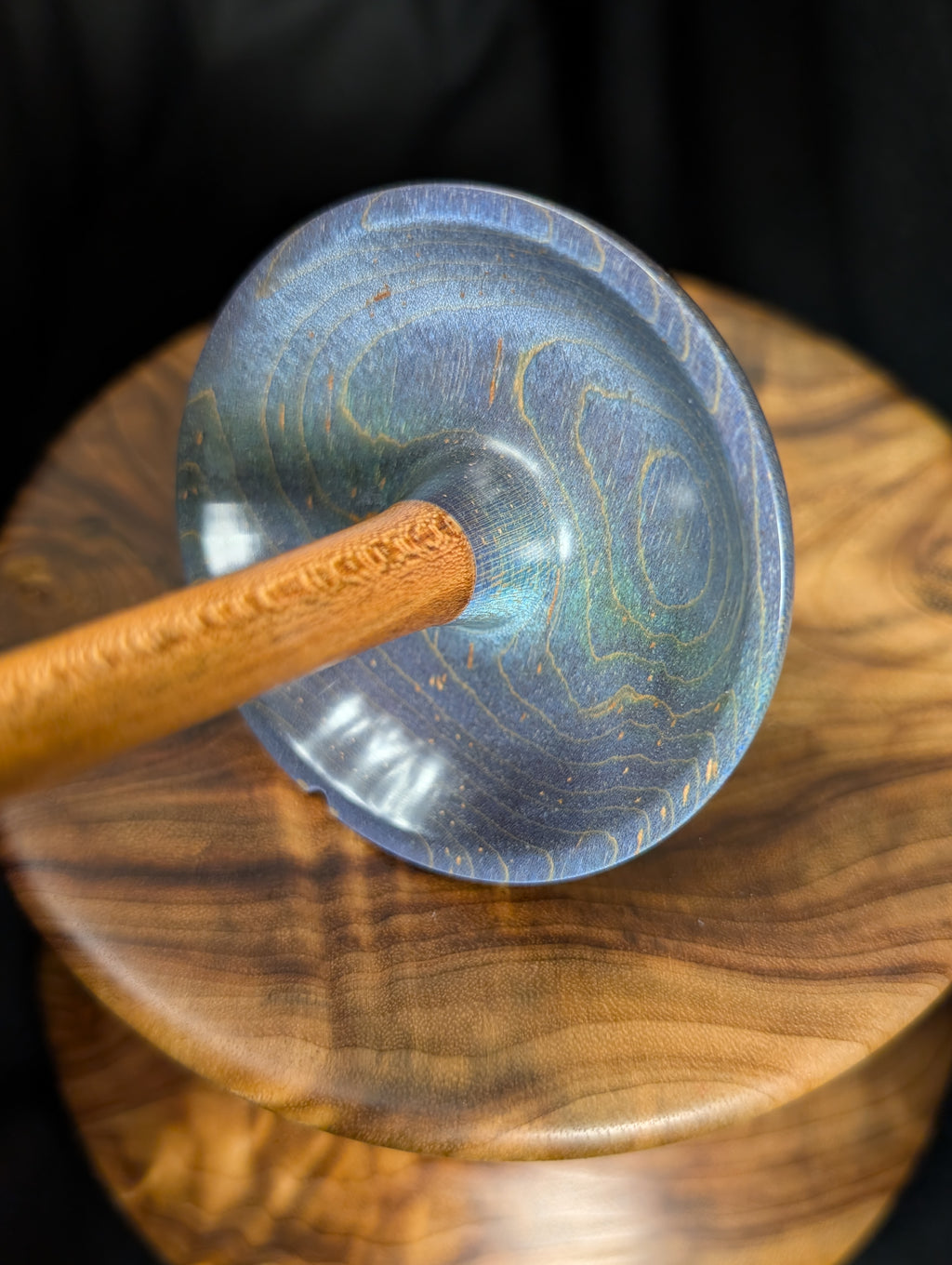Maple -Blue- Top Whorl Drop Spindle