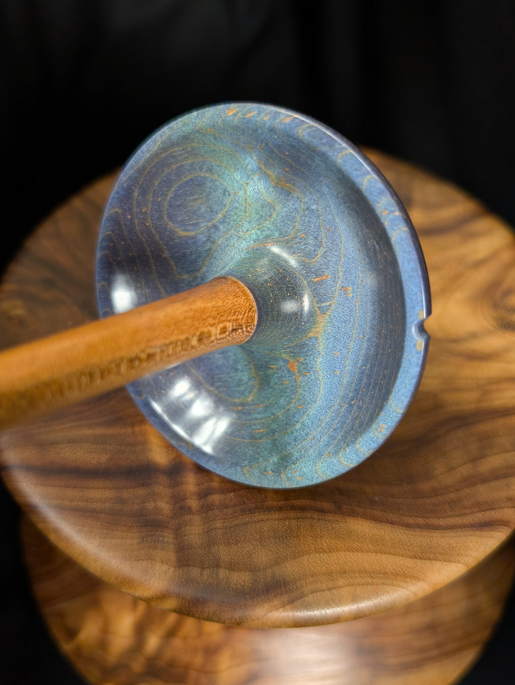 Maple -Blue- Top Whorl Drop Spindle