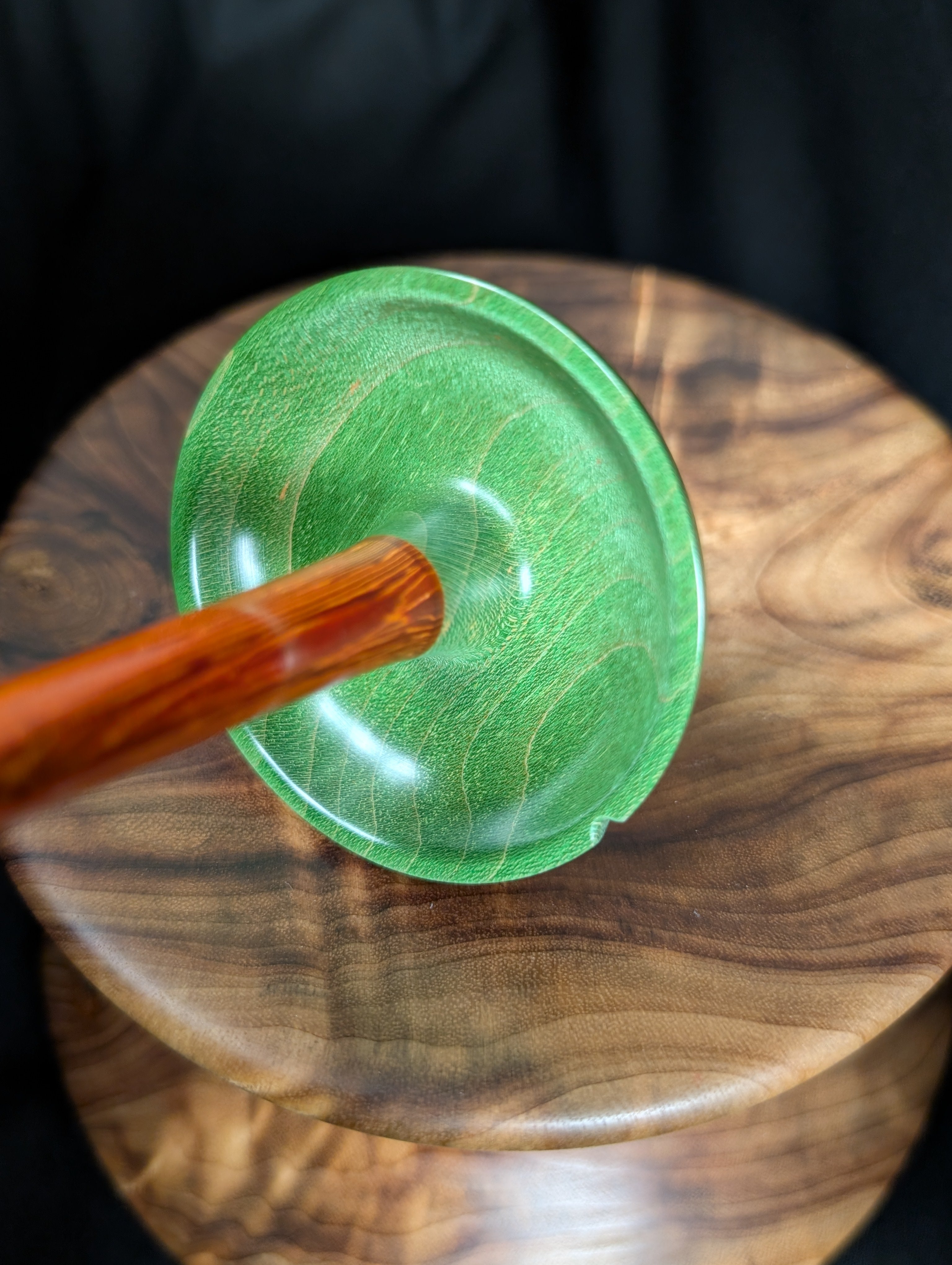 Maple -Green- Top Whorl Drop Spindle