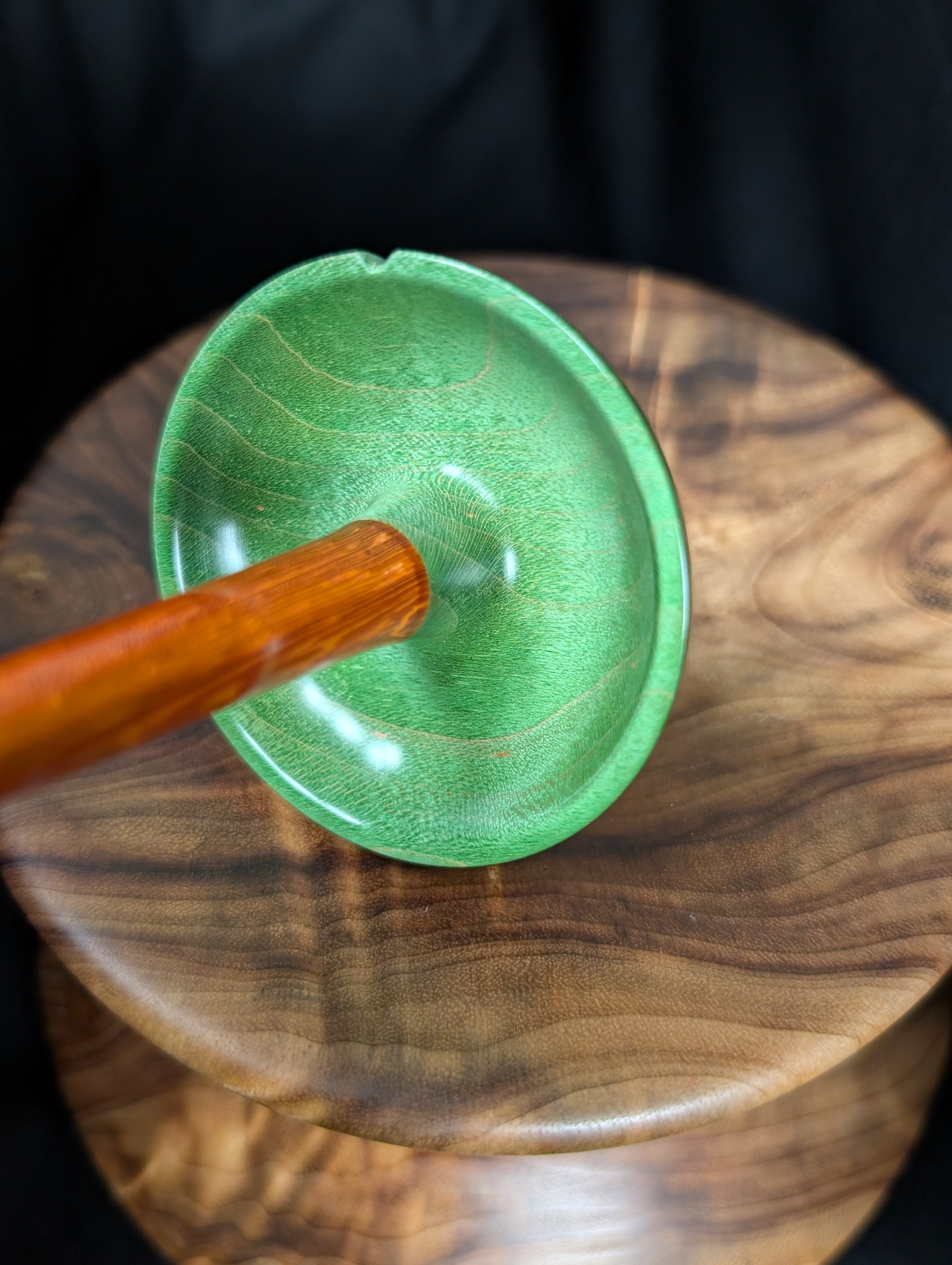 Maple -Green- Top Whorl Drop Spindle